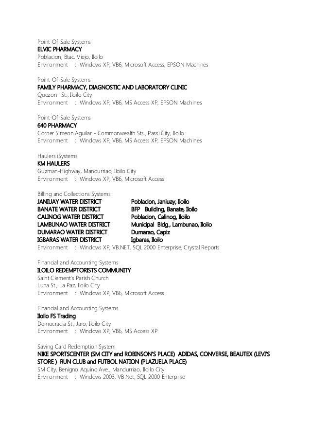 point of sale resume