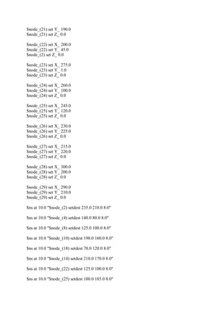 $node_(21) set Y_ 190.0
$node_(21) set Z_ 0.0
$node_(22) set X_ 200.0
$node_(22) set Y_ 45.0
$node_(2) set Z_ 0.0
$node_(23) set X_ 275.0
$node_(23) set Y_ 1.0
$node_(23) set Z_ 0.0
$node_(24) set X_ 260.0
$node_(24) set Y_ 100.0
$node_(24) set Z_ 0.0
$node_(25) set X_ 245.0
$node_(25) set Y_ 120.0
$node_(25) set Z_ 0.0
$node_(26) set X_ 230.0
$node_(26) set Y_ 225.0
$node_(26) set Z_ 0.0
$node_(27) set X_ 215.0
$node_(27) set Y_ 220.0
$node_(27) set Z_ 0.0
$node_(28) set X_ 300.0
$node_(28) set Y_ 200.0
$node_(28) set Z_ 0.0
$node_(29) set X_ 290.0
$node_(29) set Y_ 210.0
$node_(29) set Z_ 0.0
$ns at 10.0 "$node_(2) setdest 235.0 210.0 8.0"
$ns at 10.0 "$node_(4) setdest 140.0 80.0 8.0"
$ns at 10.0 "$node_(8) setdest 125.0 100.0 8.0"
$ns at 10.0 "$node_(10) setdest 190.0 160.0 8.0"
$ns at 10.0 "$node_(18) setdest 70.0 120.0 8.0"
$ns at 10.0 "$node_(14) setdest 210.0 170.0 8.0"
$ns at 10.0 "$node_(22) setdest 125.0 100.0 8.0"
$ns at 10.0 "$node_(25) setdest 100.0 185.0 8.0"
 