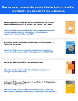 Multivariate Density Estimation Theory Practice And Visualization 2nd ...