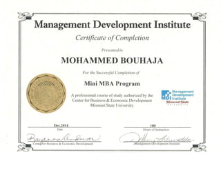 Buisness Administratiom MBA Certificate