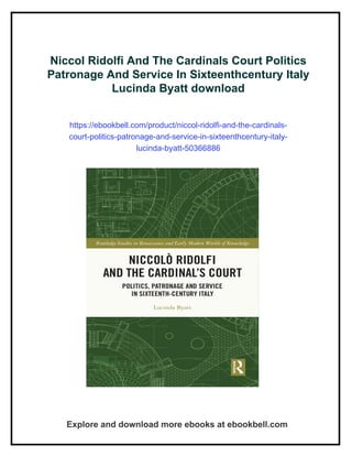 Niccol Ridolfi And The Cardinals Court Politics Patronage And Service ...