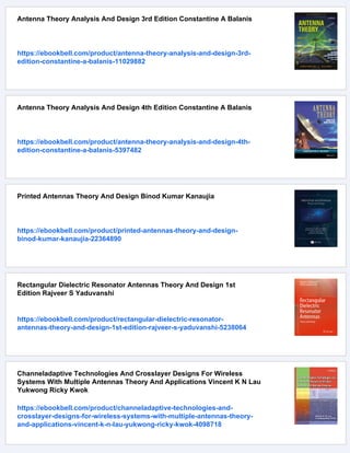 Antenna Theory And Design 3rd Edition Warren L Stutzman Gary A Thiele | PDF