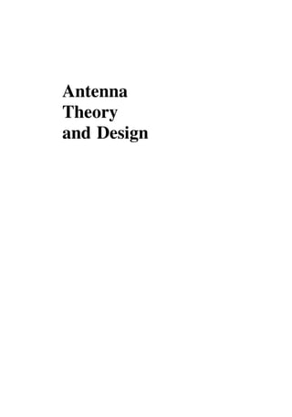 Antenna Theory And Design 3rd Edition Warren L Stutzman Gary A Thiele | PDF
