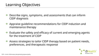 Learning Objectives
CIDP = chronic inflammatory demyelinating polyneuropathy.
Describe signs, symptoms, and assessments th...
