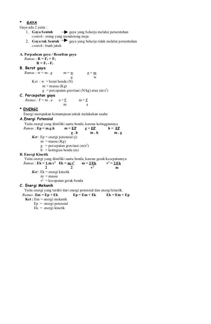 Rumus Fisika Kelas 8
