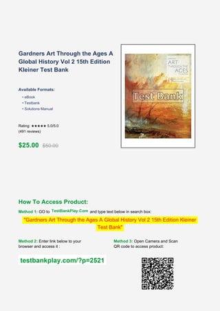 Gardners Art Through the Ages Vol 2 15th Edition Test Bank and Art ...