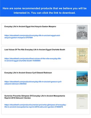 Everyday Life In Ancient Egypt Lionel Casson | PDF