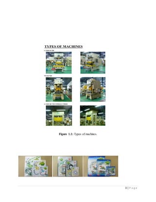 3 | P a g e
Figure 1.1: Types of machines.
TYPES OF MACHINES
LI CHIN 45 TON
TCV 80 TON
LI CHIN 200 TON HYDRAULIC PRESS
 