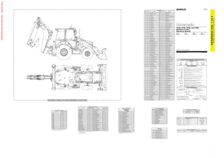 KENR8848
January 2010
432E, 434E, 442E, and 444E
Electrical System
Backhoe Loader
434E:
SJL1-UP
442E:
EME1-UP
444E:
NBA1-UP
432E:
JBA1-UP
Volume 1 of 2: Cab and Chassis
© 2010 Caterpillar, All Rights Reserved Printed in U.S.A.
Pressure
Symbol
T
Temperature
Symbol
Level
Symbol
Flow
Symbol
Circuit Breaker
Symbol
Harness and Wire Symbols
Symbols
Symbols and Definitions
Harness And Wire Electrical Schematic Symbols
Fuse: A component in an electrical circuit that will open the circuit if too much current flows
through it.
Switch (Normally Open): A switch that will close at a specified point (temp, press, etc.). The
circle indicates that the component has screw terminals and a wire can be disconnected from it.
Switch (Normally Closed): A switch that will open at a specified point (temp, press, etc.).
No circle indicates that the wire cannot be disconnected from the component.
Ground (Wired): This indicates that the component is connected to a grounded wire. The
grounded wire is fastened to the machine.
Ground (Case): This indicates that the component does not have a wire connected to ground.
It is grounded by being fastened to the machine.
Reed Switch: A switch whose contacts are controlled by a magnet. A magnet closes the
contacts of a normally open reed switch; it opens the contacts of a normally closed reed switch.
Sender: A component that is used with a temperature or pressure gauge. The sender
measures the temperature or pressure. Its resistance changes to give an indication to
the gauge of the temperature or pressure.
T
Relay (Magnetic Switch): A relay is an electrical component that is activated by electricity.
It has a coil that makes an electromagnet when current flows through it. The
electromagnet can open or close the switch part of the relay.
Magnetic Latch Solenoid: A magnetic latch solenoid is an electrical component that is
activated by electricity and held latched by a permanent magnet. It has two coils (latch and unlatch)
that make electromagnet when current flows through them. It also has an internal switch that places
the latch coil circuit open at the time the coil latches.
Solenoid: A solenoid is an electrical component that is activated by electricity. It has a
coil that makes an electromagnet when current flows through it. The electromagnet
can open or close a valve or move a piece of metal that can do work.
1
2
AG-C4
111-7898
L-C12
3E-5179
9X-1123
Component
Part Number
Pin or Socket Number
Part Number: for Connector Receptacle
Part Number: for Connector Plug
Harness Identification Letter(s):
(A, B, C, ..., AA, AB, AC, ...)
Plug
325-AG135 PK-14
Wire Color
Wire Gauge
Receptacle
1
1
2
2
Sure-Seal connector: Typical representation
of a Sure-Seal connector. The plug and receptacle
contain both pins and sockets.
Deutsch connector: Typical representation
of a Deutsch connector. The plug contains all
sockets and the receptacle contains all pins.
Fuse (5 Amps)
5A
Harness identification code:
This example indicates wire group 325,
wire 135 in harness "AG".
L-C12
3E-5179
Wire, Cable, or Harness
Assembly Identification: Includes
Harness Identification Letters and
Harness Connector Serialization
Codes (see sample).
Harness Connector Serialization Code:
The "C" stands for "Connector" and the
number indicates which connector in the
harness (C1, C2, C3, ...).
KENR8848
VOL
1
of
2
36
Page,
(Dimensions:
48
inches
x
35
inches)
A
B
D
A
B
D
14
14
15
15
13
13
16
16
17
17
3
3
6
6
9
9
10
10
1
1
2
2
7
7
Resistor, Sender and Solenoid Specifications
Part No. Component Description Resistance (Ohms)¹
244-3106 Sender: Coolant Temperature
54°C (130°F) - 560 to 716
110°C (230°F) - 72 to 82
4W-9972 Sender: Converter Temperature
54°C (130°F) - 560 to 716
110°C (230°F) - 72 to 82
134-2540 Resistor: CAN Terminating 120
321-1327 Sender: Fuel Level (EST)
Empty - 246-252
Full - 27-33
303-2933 Sender: Fuel Level (Non-EST)
Empty - 246-252
Full - 27-33
¹ At room temperature unless otherwise noted.
Off Machine Switch Specification
Part No. Function Actuate Deactuate Contact Position
311-7711 Boosted Brake Pressure
3000 kPa MAX
(435.1 psi)
2387 ± .345 kPa
(346 ± 0.05 psi)
Normally Closed
EID Description
43 Low System Voltage Warning
50 High System Voltage Warning
232 High Fuel/Water Separator Water Level
282 Implement Hydraulic Oil Filter Restricted
153 High Speed Direction Shift
391 Air Filter Restriction
627 Machine Driven with Parking Brake On
797 Dash Brake Boost Low Pressure
861 Machine Synchronize Clock Manual Alignment
878 High Hydraulic Oil Temperature
979 Stabilizer Raised While Transmission in Gear
Event Codes
Machine ECM
578 BU Auxiliary Washer
N939 GN Ride Control Solenoid #2 (On)
585 YL Aux Hydraulic - Open
N945 OR AWD Sw to AWD Relay
586 BR Aux Hydraulic - Closed
590 GY Intermittent Wiper
N957 PK RS-232 RXD - COMM #1
C511 WH Relay Power
C568 WH Blower Motor
N960 OR RS-232 TXD - COMM #1
E528 PU HVAC On/Off Switch To Blower Switch
E529 YL Blower Switch Jumper
N970 YL RS-232 DTR - COMM #1
E540 PK Aux Hydraulic Interlock
N973 BR RS-232 DCD - COMM #1
E543 WH Aux Hydraulic Return Solenoid - Close
N979 GN RS-232 Signal Ground - COMM #1
E544 GN Aux Hydraulic Return Solenoid - Open
Lighting Circuits
N997 WH PWM - Freq In #1
601 GY Dash Lamp (Hi)
603 PK Rotary Beacon
P993 OR Auxiliary Hydraulic Select
604 OR Stop Lamp
R912 OR Hydraulic Pedal Lock Solenoid
605 YL Turn Lamp - Left
606 GY Turn Lamp - Right
607 PK Flood Lamp - Front
608 GN Flood Lamp - Rear
610 OR Head Lamp - Basic
611 PU Head Lamp - High
T904 BU RH Stabilizer Up - Switch To Solenoid
614 PU Park/Tail/Dash/Lamp
T907 GN LH Stabilizer Down - Switch To Solenoid
617 BR Tail/Position Lamp - Left (Road Package)
T969 YL Aux Circuit 1
618 YL Tail/Position Lamp - Right (Road Package)
T970 GY Stick Extend Solenoid (+)
619 GN Head Lamp - Low
T971 OR Aux Circuit 3
620 WH Flood Lamp - Front
T972 GN Stick Extend Solenoid (+)
627 YL Fog Lamp
X977 YL Fuel Pump +V Supply
630 GY Flood Lamp Rear (ATCH)
Wire Description
Wire
Number
Description
Wire
Number
Wire
Color
Wire
Color
Description
Power Circuits
Control Circuits
101 RD Bat (+) (Not Application Specific)
702 OR AWD Switch to LH Brake Sw
102 RD Head Lamp
708 YL XMSN Lock Switch
103 RD Power Batt (+) - Unswitched
720 PU XMSN Brake Switch to AWD Relay
104 YL Auxilary Circuit
751 GN XMSN Speed Clutch Solenoid No. 1
105 RD Key Switch
752 YL XMSN Forward Low Solenoid
106 WH Auxilary Circuit
754 BU XMSN Reverse Solenoid
111 YL Rear Horn Relay
762 YL Bucket Positioner Solenoid Switch
112 PU PRM Module #1
766 GN XMSN Disconnect Solenoid
115 RD ACC Power Port
774 YL Implement Disable Relay
116 BR Rear Flood Lamp
779 WH Coupler Engage Solenoid
117 YL Rear Flood Lamp (ATCH)
118 GY Front Wiper
C720 BU XMSN Lock Switch
C704 GY Shuttle Forward Sw
C707 PK Shuttle Reverse Sw
119 PK Rear Wiper
C743 PK Parking Brake
159 BU Aux Ckt
E727 BU Diode - Parking Brake Relay
E701 PK Auto Ride Control Switch
122 BU Heater/AC Switch
F711 GN CAN Link + (J1939)
123 WH Quick Coupler
F712 GY CAN Link - (J1939)
124 GN A/C Compressor
F738 WH Active Ride Control Switch (N.C.)
125 OR Product Link
F739 GN Active Ride Control Switch (N.O.)
126 PK
Overload Warning Press Switch
F748 WH Ride Control Switch
E479 YL
Laser Grade Check
G703 GN Load Check On
133 OR Advisory Display
G760 WH XMSN Speed Switch 2
136 GN Differential Lock Relay
G761 YL XMSN Speed Switch 3
143 BR Ride Control Relay
G762 BR XMSN Speed Switch 4
144 GN Beacon
G763 PU XMSN Neutral Switch
161 RD Aux Ckt
G768 GN XMSN Control Speed Switch 1
146 GY PRM Module #1
G795 OR AWS Mode Switch To Rear Steer Switch
157 YL Front Flood Lamp (ATCH)
H705 BR Pump Relay
158 BR Front Flood Lamp
H707 YL Impl Cont Pump Torque Solenoid
180 GN Operator Seat
H730 BR Reverse Output - Shuttle Control
Ground Circuits
H731 GY Forward Output - Shuttle Control
200 BK Main Chassis
H764 GY Rear Steering Position Sensor
202 BK Ground Control
207 BK Starter Diagnostic
H768 BR AWS Solenoid Ground 2
H769 BR AWS Solenoid Ground 3
218 BK Start Relay
H770 BR AWS Solenoid Ground
225 BK Hydro Solenoid To Sensor
H771 BR Side Shift Lock Solenoid
265 BK Electronic Pump Control
J764 BR Switch/Sensor Return (8v)
A250 BK MSS Indicator (Return)
Basic Machine Circuits
304 WH Starter Relay No. 1 Output
306 GN Starter Relay Coil Or Key Switch
K764 WH Stick Extend Solenoid +
307 OR Key Switch To VMIS Sensor Module
K766 PK Stick Retract Solenoid +
308 BK Main Power Relay Coil
L740 BR Analog Sensor Return (+5V)
309 GY Alternator Regulator Terminal
M719 GN Sideshift Left Switch
310 PU Start Aid Switch To Start Aid Solenoid
M720 BU Sideshift Left Relay
320 OR Horn Relay Coil To Switch
M721 WH Sideshift Right Switch
321 BR Backup Alarm Lamp Travel Alarm
P789 PK Alarm Horn Output
322 GY Warning Horn (Forward)
R762 GY Pattern Change Solenoid On
324 BU Differential Lock Solenoid
R763 BU Pattern Change Solenoid Return
327 PK Shutdown Solenoid
X750 OR Fwd/Rev Solenoid Return From Controller
331 OR Backup Alarm Relay Coil
U763 BU Circle Drive Control (Signal)
333 GN Scraper Key Switch 'R' Terminal
367 BU Warning Horn - Rear
852 GN Continuous Flow Sw - NO to Ground
384 BU Relay To Glow Plugs
892 BR VMIS Start Mod Right (-) Port/CDL (-)
A305 YL Horn Power From Relay
893 GN VMIS Start Mod Right (+) Port/CDL (+)
A346 BU MSS Start Relay Interrupt
A347 GN Diode Ass’y - Start Relay Interrupt (MSS)
A884 WH AWS Diode to Differential Lock Relay
Monitoring Circuits
E803 YL Right Ind Steer Solenoid
403 GN Alternator (R) Terminal
E804 BU Left Ind Steer Solenoid
404 YL Opr Mon Hydraulic Oil Temperature
E885 OR AWS Parity Signal
405 GY Opr Mon Oil Pressure (Low)
F846 PU MSS Indicator LED Driver #1 (Red)
406 PU Opr Mon Coolant Temp
420 OR Opr Mon Fuel Filter/Low Accum Pressure
432 PK Opr Mon Brake Pressure (Oil)
G848 GN MSS Indicator LED Driver #2
439 YL Water In Fuel Sensor
X800 OR +8V Sensor Power
441 OR Engine Coolant Temp Gage
900 PU XMSN Shift Sol No. 5 Or 4
442 GY Hydraulic System Temperature Gage
902 BR XMSN Shift Sol No. 7
447 PK Fuel Level Gage
903 GY XMSN Shift Sol No. 8
450 YL Tach Sender (+)
911 YL AWD Mode Switch Jumper
452 PU Torque Converter
922 BR XMSN Forward Solenoid Return
E455 BR Hydraulic Oil Filter
923 GY XMSN Reverse Solenoid Return
F420 GN Warning Lamp (General)
F444 PU Stability Warning Sw to Press Sw
F443 GN Stability Warning Press Sw Out
G423 PK High Pressure Implement Filter - Rear
Accessory Circuits
973 BR CST Autoshift- Auto/Manual Switch 2
500 BR Wiper - Front (Park)
975 WH CST Autoshift- Sol Return
501 GN Wiper - Front (Low)
976 OR Ride Control Solenoid #1
502 OR Wiper - Front (Hi)
977 YL CST Autoshift- Auto/Manual Switch #1
985 GY Crab Steer Solenoid
503 BR Wiper - Rear (Park)
E900 WH ECPC Trans Output Speed +
506 PU Washer - Front
E901 GN ECPC Trans Output Speed -
507 WH Washer - Rear
E917 WH Implement Lockout Switch To Ground (N.O.)
508 PU Radio Speaker - Left
E918 GN Implement Lockout Switch To Ground (N.C.)
509 WH Radio Speaker - Left (Commom)
E991 GY Multi-Function Output #3
511 BR Radio Speaker - Right
G962 OR Implement Lockout Solenoid / Diode
G981 PU Travel Alarm Disable
512 GN Radio Speaker - Right (Common)
513 OR A/C Compressor/Refrigerant Pressure Sw.
515 GY Blower Motor (HI)
516 GN Blower Motor (MEDIUM)
517 BU Blower Motor (Low)
518 OR Hazard Flasher To Switch
L998 OR Auxiliary Hydraulic Solenoid B
521 YL A/C Switch To Refrigerant Switch
L999 GN Auxiliary Hydraulic Solenoid C
522 WH A/C Clutch To Thermostat Switch
M936 BR Flow Control Switch
537 GN Turn Signal Switch To Flasher
M937 GN Flow Control Prox Sw #1
552 WH Four Wheel Drive Solenoid
M952 BU LH Joystick
564 GY Rear Wiper Interrupt Switch To Wiper Sw.
M965 GN RH Joystick
568 GN Park Brake Warning Buzzer
M968 BU Coupler Switch Interconnect
569 PK A/C Switch Jumper #2
M969 YL Coupler Switch Interconnect
Related Electrical Service Manuals
Form Number
Electric Starting Motor: 143-0539 SENR3828
Machine Troubleshooting: KENR8849
Engine Troubleshooting: SENR9969
Title
Lighting Circuits Continued
MACHINE CONNECTOR AND COMPONENT LOCATIONS
Component Identifiers (CID¹)
Module Identifier (MID²)
Machine ECM
(MID No. 039)
CID Component
0041 8 VDC Sensor Power Supply
0168 Electrical System Voltage
0247 SAE J1939 Data Link
0262 5 Volt Sensor Power Supply
0367 Ride Control Switch
0368 Transmission Auto/Manual Switch
0490 Implement Lockout Switch
0600 Hydraulic Oil Temperature Sensor
0626 Neutral Trans Lock Switch
0629 Neutralizer Switch
0702 FNR Lever Diagnostics
1251 Alternator R-Terminal Signal
1401 Transmission Solenoid 1
1402 Transmission Solenoid 2
1403 Transmission Solenoid 3
1404 Transmission Solenoid 4
1405 Transmission Solenoid 5
1406 Transmission Solenoid 6
1529 Implement Front Aux Quick Coupler Flow Switch
2236 Hoe Aux Valve #1 Port A Solenoid
2237 Hoe Aux Valve #1 Port B Solenoid
2242 Loader Aux Valve Port A Solenoid
2243 Loader Aux Valve Port B Solenoid
2244 Hoe Aux Valve #2 Port A Solenoid
2245 Hoe Aux Valve #2 Port B Solenoid
2529 Implement Front Aux Slide 1 Sensor
2530 Left Joystick Slider
2531 Right Joystick Slider
2735 Implement Front Aux Continuous Flow Switch
2736 Implement Rear Aux Continuous Flow Switch
¹ The CID is a diagnostic code that indicates which circuit is faulty.
² The MID is a diagnostic code that indicates which electronic control module
diagnosed the fault.
Failure Mode Identifiers (FMI)¹
FMI No. Failure Description
0 Data valid but above normal operational range.
1 Data valid but below normal operational range.
2 Data erratic, intermittent, or incorrect.
3 Voltage above normal or shorted high.
4 Voltage below normal or shorted low.
5 Current below normal or open circuit.
6 Current above normal or grounded circuit.
7 Mechanical system not responding properly.
8 Abnormal frequency, pulse width, or period.
9 Abnormal update.
10 Abnormal rate of change.
11 Failure mode not identifiable.
12 Bad device or component.
13 Out of calibration.
14 Parameter failures.
15 Parameter failures.
16 Parameter not available.
17 Module not responding.
18 Sensor supply fault.
19 Condition not met.
20 Parameter failures.
¹The FMI is a diagnostic code that indicates what type of failure has occurred.
Component
Schematic
Location
Machine
Location
Component
Schematic
Location
Machine
Location
4
1
-
F
2
e
v
l
a
V
x
u
A
e
o
H
)
1
(
-
d
i
o
n
e
l
o
S
B
4
1
-
C
n
o
i
t
c
A
-
m
r
a
l
A
4
1
-
F
2
e
v
l
a
V
x
u
A
e
o
H
)
2
(
-
d
i
o
n
e
l
o
S
B
4
1
-
D
e
g
u
a
G
-
r
e
t
s
u
l
C
A
7
-
F
l
a
u
n
a
M
o
t
u
A
-
h
c
t
i
w
S
A
8
-
F
c
i
t
a
m
o
t
u
A
R
N
F
l
o
r
t
n
o
C
A
7
-
H
D
W
A
-
h
c
t
i
w
S
A
8
-
G
l
a
u
n
a
M
R
N
F
-
l
o
r
t
n
o
C
A
7
-
H
)
y
l
a
t
I
(
D
W
A
-
h
c
t
i
w
S
7
6
-
I
e
n
i
h
c
a
M
-
l
o
r
t
n
o
C
B
3
1
-
D
n
o
c
a
e
B
-
h
c
t
i
w
S
D
6
17
6
4
-
C
p
m
u
P
t
f
i
L
l
e
u
F
-
e
d
o
i
D
A
8
-
H
)
H
L
(
e
k
a
r
B
-
h
c
t
i
w
S
6
-
D
l
o
r
t
n
o
C
-
d
n
u
o
r
G
A
8
-
H
)
H
R
(
e
k
a
r
B
-
h
c
t
i
w
S
6
-
D
b
a
C
r
e
w
o
L
-
d
n
u
o
r
G
A
8
-
E
n
o
i
t
c
n
u
F
i
t
l
u
M
n
m
u
l
o
C
-
h
c
t
i
w
S
3
1
-
F
t
h
g
i
R
e
n
i
h
c
a
M
-
e
l
d
n
a
H
B
3
1
-
E
8
-
7
w
o
l
F
s
u
o
u
n
i
t
n
o
C
-
h
c
t
i
w
S
B
7
-
B
k
c
i
t
s
y
o
J
r
e
d
a
o
L
17
8
-
I
n
r
e
t
t
a
P
l
o
r
t
n
o
C
-
h
c
t
i
w
S
B
7
-
C
e
s
a
B
k
c
i
t
s
y
o
J
r
e
d
a
o
L
6
1
8
-
H
k
c
o
L
l
a
i
t
n
e
r
e
f
f
i
D
-
h
c
t
i
w
S
D
3
-
I
1
M
R
P
-
e
l
u
d
o
M
B
3
1
-
D
)
H
C
T
A
(
p
m
a
L
k
r
o
W
t
n
o
r
F
-
h
c
t
i
w
S
D
3
-
I
2
M
R
P
-
e
l
u
d
o
M
A
A
8
-
E
d
r
a
z
a
H
-
h
c
t
i
w
S
D
2
-
I
)
C
A
V
H
(
M
R
P
-
e
l
u
d
o
M
B
2
1
-
B
t
u
o
k
c
o
L
t
n
e
m
e
l
p
m
I
-
h
c
t
i
w
S
3
1
1
-
F
p
u
o
r
G
t
a
e
S
-
r
o
t
o
M
B
4
1
-
C
y
e
K
-
h
c
t
i
w
S
B
1
1
-
E
1
r
e
w
o
P
-
t
r
o
P
7
-
G
k
c
o
L
r
e
d
a
o
L
-
h
c
t
i
w
S
4
1
8
-
I
2
r
e
w
o
P
-
t
r
o
P
B
1
-
F
e
l
d
n
a
h
n
s
m
x
l
a
r
t
u
e
n
-
h
c
t
i
w
S
D
3
-
F
D
W
A
-
y
a
l
e
R
B
B
9
1
1
-
D
e
k
a
r
B
k
r
a
P
-
h
c
t
i
w
S
D
3
-
G
m
r
a
l
A
p
u
k
c
a
B
-
y
a
l
e
R
4
1
-
E
t
f
i
h
S
e
d
i
S
r
e
w
o
P
-
h
c
t
i
w
S
D
3
-
D
k
c
o
L
l
a
i
t
n
e
r
e
f
f
i
D
-
y
a
l
e
R
1
-
G
)
s
s
a
p
y
B
r
e
t
l
i
F
l
i
O
d
y
H
(
e
r
u
s
s
e
r
P
-
h
c
t
i
w
S
D
1
-
I
r
e
h
s
a
l
F
-
y
a
l
e
R
B
3
1
-
C
p
m
a
L
g
o
F
r
a
e
R
-
h
c
t
i
w
S
D
3
-
C
p
m
u
P
t
f
i
L
l
e
u
F
-
y
a
l
e
R
B
3
1
-
C
r
e
p
i
W
r
a
e
R
-
h
c
t
i
w
S
D
3
-
G
)
d
w
F
(
n
r
o
H
-
y
a
l
e
R
B
3
1
-
D
)
H
C
T
A
(
p
m
a
L
k
r
o
W
r
a
e
R
-
h
c
t
i
w
S
D
3
-
G
)
r
a
e
R
(
n
r
o
H
-
y
a
l
e
R
A
7
-
G
l
o
r
t
n
o
C
e
d
i
R
-
h
c
t
i
w
S
D
3
-
D
e
l
b
a
s
i
D
t
n
e
m
e
l
p
m
I
-
y
a
l
e
R
A
7
-
G
)
L
L
(
l
o
r
t
n
o
C
e
d
i
R
-
h
c
t
i
w
S
D
3
-
C
t
r
a
t
S
l
a
r
t
u
e
N
-
y
a
l
e
R
A
7
-
F
g
n
i
d
a
o
R
-
h
c
t
i
w
S
D
3
-
F
l
o
r
t
n
o
C
e
d
i
R
-
y
a
l
e
R
B
3
1
-
E
k
c
o
L
t
f
i
h
S
e
d
i
S
-
h
c
t
i
w
S
D
2
1
-
I
)
H
C
T
A
(
r
e
m
i
T
r
e
z
i
l
i
b
a
t
S
-
y
a
l
e
R
B
3
1
-
C
d
i
A
t
r
a
t
S
-
h
c
t
i
w
S
D
D
9
1
-
I
r
e
t
i
m
i
L
e
u
q
r
o
T
-
y
a
l
e
R
B
4
1
-
E
p
m
a
L
k
r
o
W
t
n
o
r
F
D
T
S
-
h
c
t
i
w
S
8
-
C
1
g
n
i
t
a
n
i
m
r
e
T
N
A
C
-
r
o
t
s
i
s
e
R
Resistor - CAN Terminating 2 G-13 D Switch - STD Rear Work Lamp E-14 B
A
7
-
H
k
c
o
L
n
o
s
s
i
m
s
n
a
r
T
-
h
c
t
i
w
S
1
-
G
)
l
i
O
c
i
l
u
a
r
d
y
H
(
e
r
u
t
a
r
e
p
m
e
T
-
r
o
s
n
e
S
10
4
1
-
I
)
H
C
T
A
(
r
e
z
i
l
i
b
a
t
S
-
e
v
l
a
V
Machine locations are repeated for components located close together.
A = Located inside front console.
B = Located inside right console.
D = Located in or near relay panel.
Component Location Volume 1
Connector Number
Schematic
Location
Machine
Location
B
4
1
-
D
1
N
N
O
C
1
3
1
-
G
,
3
1
-
F
2
N
N
O
C
1
2
1
-
G
3
N
N
O
C
1
2
1
-
H
5
N
N
O
C
B
1
1
-
B
6
N
N
O
C
B
1
1
-
B
7
N
N
O
C
B
1
1
-
B
8
N
N
O
C
B
1
1
-
C
9
N
N
O
C
B
1
1
-
C
0
1
N
N
O
C
3
1
1
-
D
1
1
N
N
O
C
3
1
1
-
E
2
1
N
N
O
C
3
1
1
-
E
3
1
N
N
O
C
D
8
-
D
4
1
N
N
O
C
6
7
-
B
5
1
N
N
O
C
2
7
-
C
6
1
N
N
O
C
6
4
-
C
7
1
N
N
O
C
6
4
-
B
8
1
N
N
O
C
6
4
-
B
9
1
N
N
O
C
6
3
1
-
G
,
3
1
-
F
1
2
N
N
O
C
6
2
1
-
G
2
2
N
N
O
C
7
2
1
-
G
3
2
N
N
O
C
7
1
-
H
4
2
N
N
O
C
7
1
-
H
5
2
N
N
O
C
6
1
-
I
6
2
N
N
O
C
Connector Location Volume 1
The connectors shown in this chart are for harness to harness connectors.
Connectors that join a harness to a component are generally located at or near
the component. See the Component Location Chart.
10
10
@ -40 C
to +121 C
@ -40 C
to +121 C
TRIAL
MODE
−
Click
here
for
more
information
 