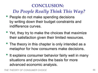 Maximising Choice Overview of Consumer Choice Theory 12345 | PPT
