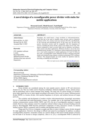 A novel design of a reconfigurable power divider with stubs for mobile ...