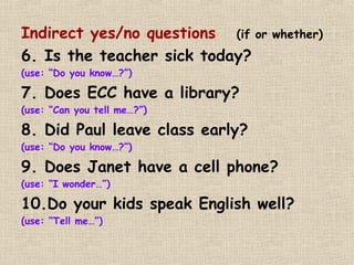 indirect questions | PPT