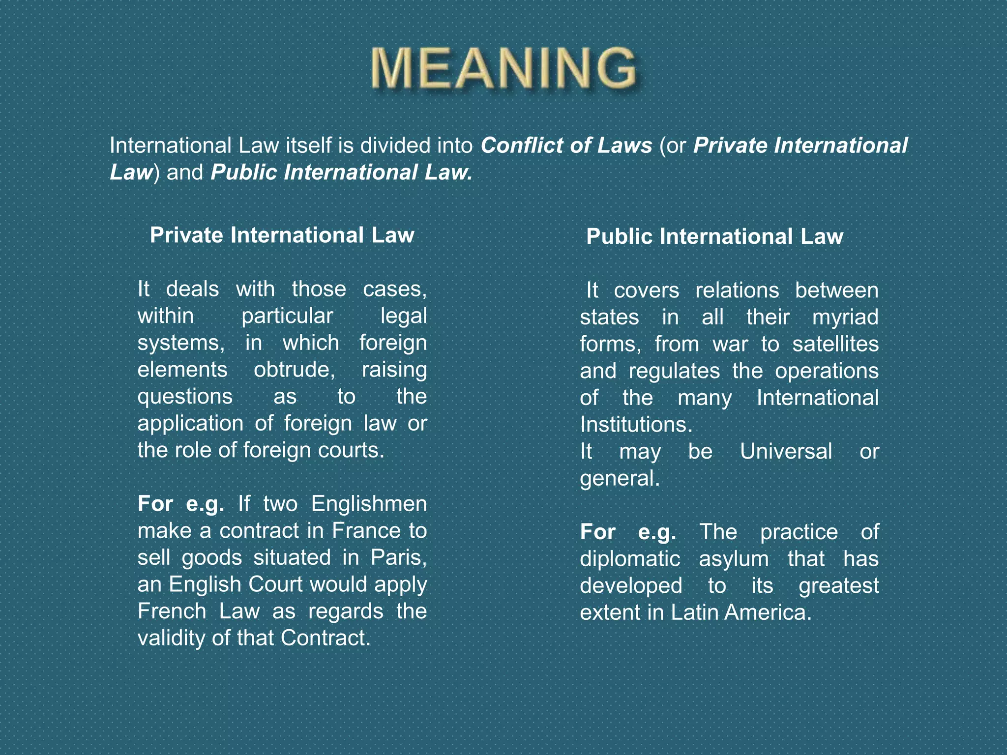 Public International Law Vs. Private International Law | PPTX
