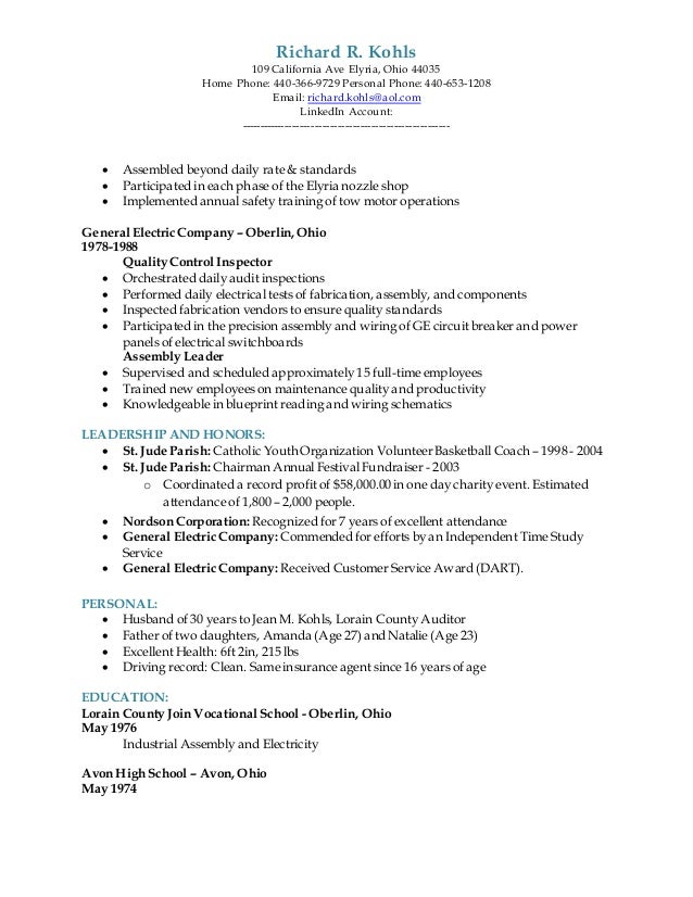 Richard R Kohls Resume 2015