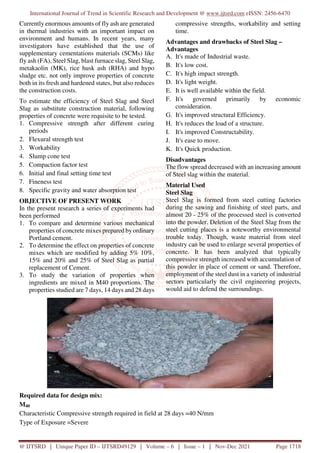 Effect of Steel Slag as Partial Replacement of Cement on Property of ...