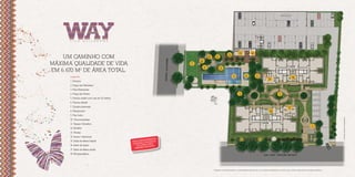 12              13               14
    um caminho com                                                                       10      11
                                                                                10
máxima quaLidade de vida                                                    7
                                                                                     9                8
em 6.670 m2 de área totaL.
      Legenda                                                                                                            5                 6               4                                                   16
      1. portaria
                                                                                                                                                                            15
      2. praça das palmeiras
      3. play minicidade
      4. praça das Flores                                                                                                         3                                                         2
      5. piscina adulto com raia de 25 metros
      6. piscina infantil
      7. quadra gramada
                                                                                                                                                                                                         17
      8. playground                                                                                                                                                           18
      9. play baby




                                                                                                                                                                                                                                                              ilustração artística da implantação
      1 churrasqueiras
       0.
      1 espaço Ginástica
       1.
      12. redário
                                                                                                                                                                                                                                            1
      1 Fitness
       3.
      1 Sauna / descanso
       4.
                                                                 REGUES
      1 Salão de festas infantil
       5.                                               MUNS ENT
                                                ÁREAS CO E DECORADAS
                                                         S
                                                 EQUIPADA DO COM O
      1 Salão de jogos
       6.                                           DE ACOR          IVO.
                                                           L DESCRIT
                                                  MEMORIA
      1 Salão de festas adulto
       7.
      18. Brinquedoteca




                                                                                              paisagismo meramente ilustrativo, o empreendimento será entregue com a vegetação implantada por meio de mudas, conforme especificação do projeto paisagístico
 