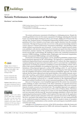 Seismic Performance Assessment Of Buildings Rita Bento Ana Simes | PDF