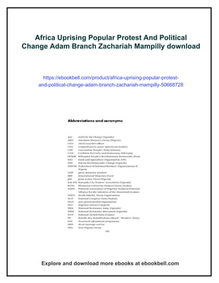 Africa Uprising Popular Protest And Political Change Adam Branch ...