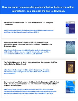 International Economic Law The State And Future Of The Discipline Colin ...