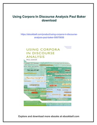 Using Corpora In Discourse Analysis Paul Baker | PDF