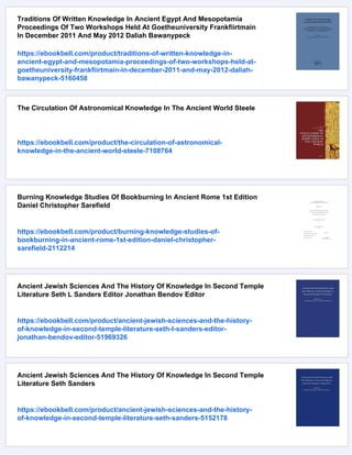Knowledge In Ancient Philosophy The Philosophy Of Knowledge A History ...
