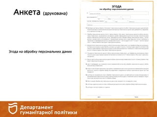 Анкета (друкована)
Згода на обробку персональних даних
 