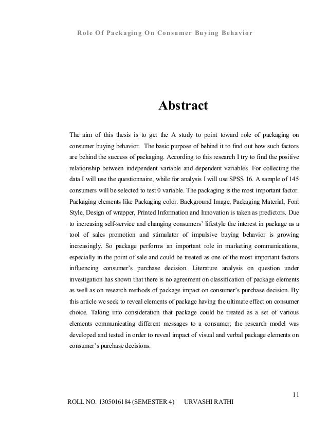 Dissertation proposal consumer behavior