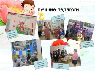 лучшие педагоги
Клишина
Валентина
Васильевна
Лямкина
Татьяна
Владимировна
Курбатова
Любовь
Владимировна
Малашенко
Людмила
Сергеевна
Зайцева
Наталья
Сергеевна
 