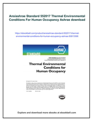 Ansiashrae Standard 552017 Thermal Environmental Conditions For Human ...