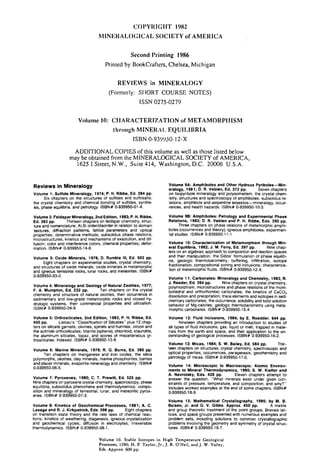John R Rumble Chemistry Characterization Of Metamorphism Through Mineral Equilibria John M ...
