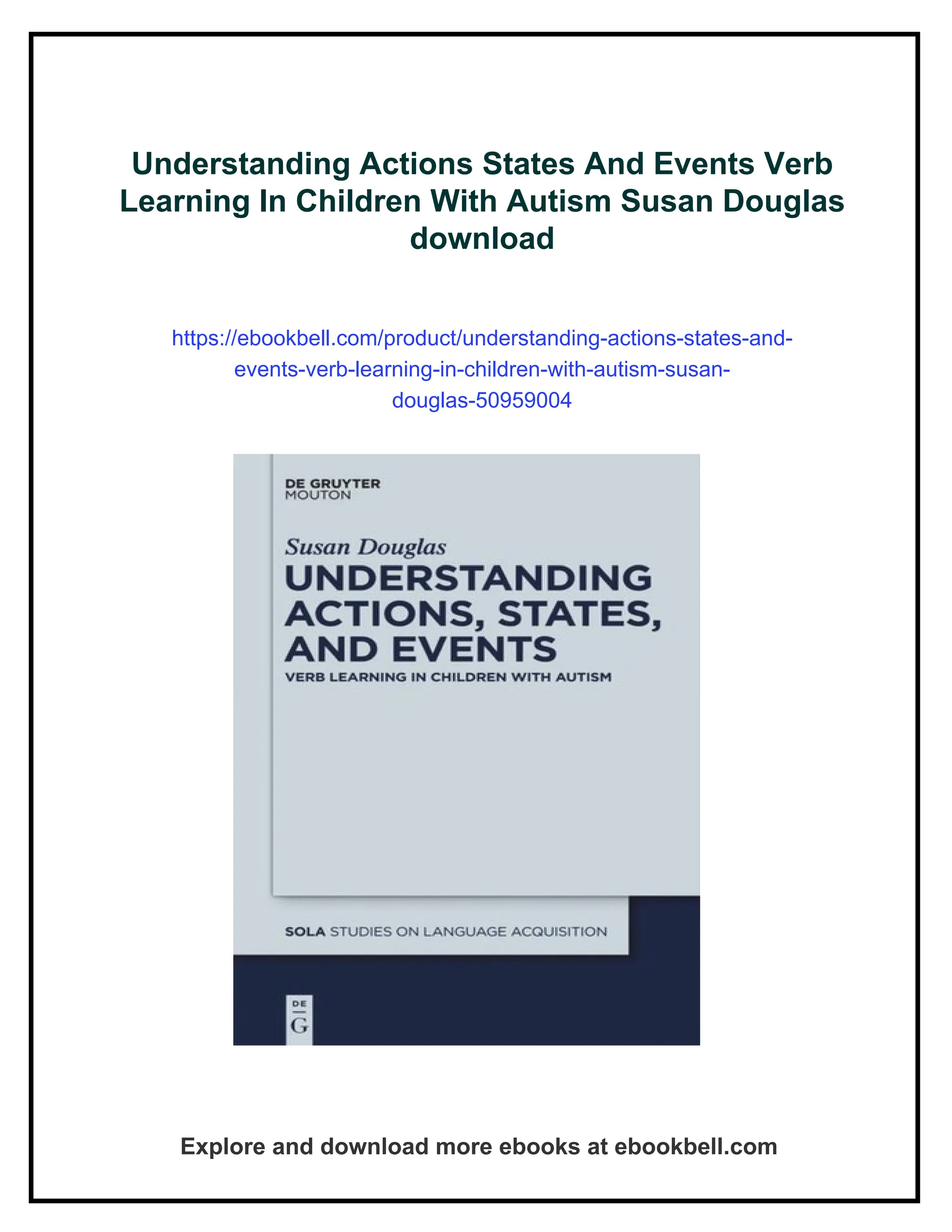 Understanding Actions States And Events Verb Learning In Children With ...