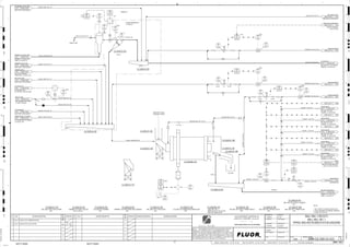 T4
3320
32301
XA
3320
32301
ZS
A-R
3320
02301
ZS
3320
02304
FIT
3320
02381
II
3320
02303
FIT
3320
02305
PIC
3320
02381
HS
3320
02302
FIC
3320
02304
FIC
3320
02302
FIT
RPS
3320
02305
PIT
M
3320
02381
XA
M
3320
02303
FIC
M
TEST REAGENT
INJECTOR, C2-3910-ZM-691
1336 3900-25J-004
PROCESS WATER
1339
3900-25J-014
FROTHER GLYCOL
INJECTOR, C2-3910-ZM-671
1342
3900-25J-005
SAMPLER SAFETY SCREEN
FLOTATION SAFETY SCREEN,
C2-3330-SC-105
1337 3300-25J-025
PROCESS WATER
1340
3900-25J-014
SECONDARY COLLECTOR
INJECTOR, C2-3910-ZM-616
1331 3900-25J-002
INJECTOR C2-3910-ZM-671
DENSITY CONTROL,
3330-DIC-02502
1343
3300-25J-025
MILK OF LIME
LIME DISTRIBUTOR PUMPS,
C2-3920-PP-093/094
1335 3900-25J-012
3330-AIC-02501
GRINDING BALLS
BALL MILL TRANSFER
CONVEYOR, C2-3320-CV-034
1382 3300-25J-053
CYCLONE O/F
BALL MILL NO.1 CYCLONE O/F
SAMPLER C2-3330-SA-101
1341 3300-25J-025
MO COLLECTOR
INJECTOR, C2-3910-ZM-580
1333 3900-25J-003
BALL MILL DISCHARGE
PRIMARY CYCLONE FEED
SUMP, C2-3310-BX-101
1313 3300-25J-022
PRIMARY CYCLONE FEED
PRIMARY CYCLONE FEED
PUMP C2-3310-PP-101
1327 3300-25J-022
PROCESS WATER
1338
3900-25J-014
PRIMARY COLLECTOR
INJECTOR, C2-3910-ZM-590
1332 3900-25J-001
C2-3330-SA-101
IN-LINE ANALYZER
PH-CONTROL,
1334 3300-25J-025
MISMATCH
OP/CL
VENDOR DRAWING NO:
C2-3300-25J-
A-R
A-R (QTY 16)
NOTE 3
OP/CL
NOTE 2
FAULT
LAUNDER
NOTE 2
NOTE 1
H, P2
L, P2
NOTES:
1. MILL CAPACITY IS BASED ON NEW FEED.
2. SPACE PROVIDED FOR MANUAL SAMPLING
3. HORN FOR START UP.
EMERGENCY BALLS
FROM BALL BUCKET
TOTE BIN
NOTE 2
3300-SL-1034-R1A-40"-N
3320
02303
FV
+
SIZE:
C2-3320-SC-107
BAL MILL NO.1 DISCH. TRAMP GRIZZLY
3320
02381
XA
+
C2-3330-CS-101
ES
ES
FC
FC
FC
ES
FL
FI
V
V
1-1/2"x1/2"
C2-3320-ML-101
3320
02302
FV
+
16"x14"
14"
3320
02301
AV
+
3320
02303
FE
+
6"
16"x10"
16"x10"
C2-3330-ST-130
3320
32301
XV
+
10"
C2-3320-LA-101
C2-3320-ST-190
SAMPLE POINT
C2-3320-ST-109
C2-3320-ST-120
C2-3330-LA-130
3320
02302
FE
+
C2-3320-SC-107
3320
02304
FE
+
16"x14"
C2-3330-LA-107
3320
02304
FV
+
3320-WR-1114-C1A-16"-N
3320-WR-1114-C1A-16"-N
3320-WR-1481-C1A-2"-N
3320-RC-1014-C1D-1"-N
3320-WR-1482-C1A-1-1/2"-N
3330-SL-1020-R1A-48"-N
SIZE:
C2-3330-ST-130
CYCLONE U/F LAUNDER DISCHARGE BOX
C2-3320-ST-119
SIZE:
C2-3320-ST-119
BALL MILL FEED CHUTE SPARE
SIZE: 8.2 m D x 14.6 m EGL
MOTOR: 22000.00 kW
C2-3320-ML-101
BALL MILL NO. 1
3330-SL-1023-R1B-48"-N
3320-RL-1008-C1B-2"-N
SIZE:
C2-3320-ST-190
BALL MILL NO.1 TRAMP CHUTE
SIZE:
C2-3320-ST-109
BALL MILL NO.1 HOOD & CHUTE
SIZE:
C2-3330-LA-107
PRIMARY CYCLONE OVERFLOW LAUNDER
SIZE:
C2-3320-LA-101
BALL MILL NO.1 DISCH. LAUNDER
3320-RF-1012-C1D-1"-N
SIZE:
C2-3330-LA-130
CYCLONE U/F LAUNDER
3320-RL-1022-C1B-2"-N
3320-RC-1093-C1D-1"-N
3320-WR-1113-C1A-16"-N
SIZE:
C2-3320-ST-120
BALL MILL NO.1 FEED CHUTE
3320-WR-1110-C1A-16"-N
SIZE:16 x 840 mm
C2-3330-CS-101
PRIMARY CYCLONE CLUSTER
3320-RC-1049-C1D-1"-N
3330-SL-1022-R1B-48"-N
3330-SL-1021-R1A-6"-N
3320-RC-1132-C1D-1"-N
D
4
F
B
A
3
2
1 5 6 8
E
7
C
REV.
APPROVED
CHK.
DES.
REV. DATE REVISION DESCRIPTION
CLIENT
LEAD ENGINEER
SCALE DRAWING NUMBER
CHECK DESIGN CHECK DRAWING
DESIGNED BY DRAWN BY
APPROVAL DATE
APPROVAL DATE
APPROVED
CHK.
DES.
REV. DATE REVISION DESCRIPTION REFERENCE DRAWING No.
1:100
0
1:200
5m
10m
0
5m
10m
15m
20m
1:500
10m
0
20m
30m
40m
50m
1:1000
0
100m
50m
1:20
0
0.5m
1m
1.5m
2m
0
1:25
0.5m
1m
1.5m
1:33
1/3
2.5m
2m
0
1m
2m
3m
0
1:50
1m
2m
3m
4m
5m
CAD FILE NAME: P:0CAD000SPEM**
MODEL UPDATED:
DWG. FILE UPDATED:
MANUAL CHANGES MADE: YES NO YES NO YES NO
PROJECT MANAGER
ENGINEERING MANAGER
AREA PROJECTENGINEER
REFERENCE DRAWINGS
SAFETY SHARE:
APPROVAL DATE
CONTRACT
NO.
SAFETY SHARE :
BA6CVA1.IGR
NOTICE: THIS DRAWING HAS NOT BEEN PUBLISHED AND IS THE SOLE
PROPERTY OF FLUOR AND IS LENT TO THE BORROWER FOR THEIR
CONFIDENTIAL USE ONLY, AND IN CONSIDERATION OF THE LOAN OF THIS
DRAWING, THE BORROWER PROMISES AND AGREES TO RETURN IT UPON
REQUEST AND AGREES THAT IT WILL NOT BE REPRODUCED, COPIED LENT
OR OTHERWISE DISPOSED OF DIRECTLY OR INDIRECTLY, NOR USED FOR
ANY OTHER PURPOSE OTHER THAN WHICH IT IS FURNISHED.
NONE
Apr 2011
240K-C2-
AG
KM
LT
ISSUED FOR CLIENT REVIEW
23-Dec-11
B
RP
ISSUED FOR COMBINED REVIEW
29-Jun-11
A
12/23/2011
K. MUNDY
A. GUNSON
W. BIE
L. TAMELIN
12/23/2011
10:10:08
AM
WBS: 3320
B
PIPING AND INSTRUMENTATION DIAGRAM
BALL MILL CIRCUITS
3300-25J-023
BALL MILL NO. 1
3320
32302
PI
3320
02307
LIC
M
3320
02306
FE
+
3320
02306
FIT
3320
02306
FQI
3320
02307
LV
+
3320
02307
LY
FRESH WATER
DISTRIBUTION
4135
5100-25J-014
5100-WF- -C1A-24"-N
FRESH WATER
BALL MILL NO.6 DISC.
LAUNDER, C2-3320-LA-601
4128 3300-25J-047
FRESH WATER
BALL MILL NO.5 DISC.
LAUNDER, C2-3320-LA-501
4130 3300-25J-043
FRESH WATER
BALL MILL NO.4 DISC.
LAUNDER, C2-3320-LA-401
4126 3300-25J-037
FRESH WATER
BALL MILL NO.3 DISC
LAUNDER, C2-3320-LA-301
4125 3300-25J-033
FRESH WATER
BALL MILL NO.2 DISC.
LAUNDER, C2-3320-LA-201
4123 3300-25J-027
3320-WF- -C1A-10"-N
V
5100-WF- -C1A-10"-N
4188
3300-25J-047
4202
3300-25J-043
4208
3300-25J-037
4209
3300-25J-033
4215
3300-25J-027
LEVEL
PROCESS WATER TANK NO.1
& NO.2, C2-3930-TK-730/731
4250
3900-25J-013
3320-WF- -C1A-10"-N
3320-WF- -C1A-10"-N
3320-WF- -C1A-10"-N
3320-WF- -C1A-10"-N
 