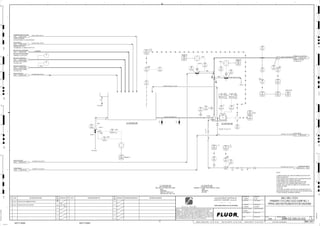 T3
3310
03204
XA
OP/CL
3310
03281 G
TI
BRG
FRONT
H, P2
HH,P1
3310
03201
DE
AP
3310
03202
LI
3310
03205
ZS 3310
03201
FIT
3310
03201
DIT
3310
03203
PI
L, P1
3310
03203
FIT
M
3310
03202
LT
3310
03203
PIT
3310
03201
DI
3310
03281
HS
3310
03201
WY
3310
03281
XA
3310
03208
ZS
3310
03202
LIC
AP
M
3310
03208 B
HS
OP/CL
L/R
3310
03207
PI
3310
03201
DX
3310
03208
XA
3310
03281 H
TI
3310
03204
ZS
3310
03281 H
TE
3310
03205
XA
3310
03206
PI
3310
03281 G
TE
3310
03201
FI
3310
03281
II
3310
03201
WI
3310
03203
FI
L, P2
LL, P1
M
3310
03202
LE
PROCESS WATER
1624 3900-25J-014
PRIMARY CYCLONE FEED
PRIMARY CYCLONE,
C2-3330-CS-301
1639 3300-25J-033
BALL MILL SCREEN U/S
BALL MILL FEED SCREEN,
C2-3310-SC-302
1621 3300-25J-009
PROCESS WATER
1629 3900-25J-014
BALL MILL NO.3 DISCHARGE
BALL MILL NO.3 DISCHARGE
LAUNDER, C2-3320-LA-301
1619 3300-25J-033
BALL MILL SCREEN U/S
BALL MILL FEED SCREEN,
C2-3310-SC-301
1620 3300-25J-009
OP/CL
MISMATCH
MISMATCH
MIN
NOTE 3
FAULT
H, P2
L, P2
OP/CL
NOTE 7
MIN
(LAUNDER)
AFD
MASS FLOW
NOTE 2
NOTE 3
BRG
REAR
H, P2
HH,P1
NOTES:
1. DRAIN SEQUENCE WILL OPEN THE DRAIN VALVE AFTER A SET
PERIOD OF INACTIVITY.
2. WILL OPERATE IN ACCORDANCE WITH THE DRAIN PROCEDURE
AS DESCRIBED IN THE CONTROL PHILOSOPHY.
3. DIRECT DRAIN LINES TOWARDS AREA SPILLAGE PUMP.
4. IN ADDITION TO THE STANDARD MAINTENANCE DATA,
THIS WILL ALSO CAPTURE THE PUMP LIFE VS THE MASS FLOW
TROUGH THE PUMP.
5. DELETED
6. CYCLONE FEED PUMP FLOW SWITCHES, PRESSURE SWITCHES
AND ISOLATION VALVES TO BE LOCATED ON THE OPERATING LEVEL.
7. SPACE PROVIDED FOR MANUAL SAMPLING.
NOTE 2
MISMATCH
MIN
FI
FI
AG
KM
LT
ISSUED FOR CLIENT REVIEW
23-Dec-11
B
RP
ISSUED FOR COMBINED REVIEW
29-Jun-11
A
12/23/2011
K. MUNDY
A. GUNSON
W. BIE
L. TAMELIN
12/21/2011
3:17:00
PM
WBS: 3310
B
PIPING AND INSTRUMENTATION DIAGRAM
BALL MILL FEED
3300-25J-032
PRIMARY CYCLONE FEED SUMP NO. 3
TO FLOOR
36"
C2-3310-PP-301
1-1/2"
C2-3310-BX-301
3310
03201
FE
+
3"x2"
54"x36"
3310
03203
FE
+
3310
03205
XV
+
3310
03208
XV
+
3"x2"
2"x1-1/4"
3310
03204
XV
+
1-1/2"
3310-WF-1363-C1A-1-1/2"-N
ES
3310-SL-1044-R1B-48"-N
ES
TO FLOOR
3310-SL-1042-R1B-54"-N
ES
3310-WR-1090-C1A-8"-N
3310-WR-1486-C1A-8"-N
3310-WG-1022-C1A-2"-N
SIZE:
MATERIAL:
CAPACITY:220.0 m^3
TRIM:3310-SL-1041-C1B
C2-3310-BX-301
BALL MILL CYCLONE FEED SUMP
3310-WR-1123-C1A-8"-N
ES
SIZE:
MATERIAL:
MOTOR:
C2-3310-PP-301
PRIMARY CYCLONE FEED PUMP NO.3 (AFD)
D
4
F
B
A
3
2
1 5 6 8
E
7
C
REV.
APPROVED
CHK.
DES.
REV. DATE REVISION DESCRIPTION
CLIENT
LEAD ENGINEER
SCALE DRAWING NUMBER
CHECK DESIGN CHECK DRAWING
DESIGNED BY DRAWN BY
APPROVAL DATE
APPROVAL DATE
APPROVED
CHK.
DES.
REV. DATE REVISION DESCRIPTION REFERENCE DRAWING No.
1:100
0
1:200
5m
10m
0
5m
10m
15m
20m
1:500
10m
0
20m
30m
40m
50m
1:1000
0
100m
50m
1:20
0
0.5m
1m
1.5m
2m
0
1:25
0.5m
1m
1.5m
1:33
1/3
2.5m
2m
0
1m
2m
3m
0
1:50
1m
2m
3m
4m
5m
CAD FILE NAME: P:0CAD000SPEM**
MODEL UPDATED:
DWG. FILE UPDATED:
MANUAL CHANGES MADE: YES NO YES NO YES NO
PROJECT MANAGER
ENGINEERING MANAGER
AREA PROJECTENGINEER
REFERENCE DRAWINGS
SAFETY SHARE:
APPROVAL DATE
CONTRACT
NO.
SAFETY SHARE :
BA6CVA1.IGR
NOTICE: THIS DRAWING HAS NOT BEEN PUBLISHED AND IS THE SOLE
PROPERTY OF FLUOR AND IS LENT TO THE BORROWER FOR THEIR
CONFIDENTIAL USE ONLY, AND IN CONSIDERATION OF THE LOAN OF THIS
DRAWING, THE BORROWER PROMISES AND AGREES TO RETURN IT UPON
REQUEST AND AGREES THAT IT WILL NOT BE REPRODUCED, COPIED LENT
OR OTHERWISE DISPOSED OF DIRECTLY OR INDIRECTLY, NOR USED FOR
ANY OTHER PURPOSE OTHER THAN WHICH IT IS FURNISHED.
NONE
Apr 2011
240K-C2-
GLAND SEAL WATER
2946
3900-25J-023
FRESH WATER
2153 3300-25J-035
3310-SL-1804-C1B-4"-N
3310-WF-1486-C1A-8"-N
3310-WF-1114-C1A-8"-N
FRESH WATER
GRINDING AREA HEAT
EXCHANGERS,
3278 3300-25J-054
FI
V V
C2-3240-PP-023/024
EFFLUENT
ES
3310-WF-1112-C1A-1"-N
FRESH WATER
3289 3300-25J-026
CRUSHING PLANT
COARSE SCREENING
EFFLUENT PUMPS,
3525 3300-25J-036
3310-WF-1114-C1A-8"-N
C2-3300-HX-770/771/772
 