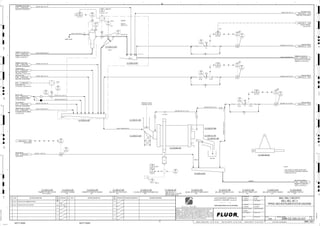 D
4
F
B
A
3
2
1 5 6 8
E
7
C
REV.
APPROVED
CHK.
DES.
REV. DATE REVISION DESCRIPTION
CLIENT
LEAD ENGINEER
SCALE DRAWING NUMBER
CHECK DESIGN CHECK DRAWING
DESIGNED BY DRAWN BY
APPROVAL DATE
APPROVAL DATE
APPROVED
CHK.
DES.
REV. DATE REVISION DESCRIPTION REFERENCE DRAWING No.
1:100
0
1:200
5m
10m
0
5m
10m
15m
20m
1:500
10m
0
20m
30m
40m
50m
1:1000
0
100m
50m
1:20
0
0.5m
1m
1.5m
2m
0
1:25
0.5m
1m
1.5m
1:33
1/3
2.5m
2m
0
1m
2m
3m
0
1:50
1m
2m
3m
4m
5m
CAD FILE NAME: P:0CAD000SPEM**
MODEL UPDATED:
DWG. FILE UPDATED:
MANUAL CHANGES MADE: YES NO YES NO YES NO
PROJECT MANAGER
ENGINEERING MANAGER
AREA PROJECTENGINEER
REFERENCE DRAWINGS
SAFETY SHARE:
APPROVAL DATE
CONTRACT
NO.
SAFETY SHARE :
BA6CVA1.IGR
NOTICE: THIS DRAWING HAS NOT BEEN PUBLISHED AND IS THE SOLE
PROPERTY OF FLUOR AND IS LENT TO THE BORROWER FOR THEIR
CONFIDENTIAL USE ONLY, AND IN CONSIDERATION OF THE LOAN OF THIS
DRAWING, THE BORROWER PROMISES AND AGREES TO RETURN IT UPON
REQUEST AND AGREES THAT IT WILL NOT BE REPRODUCED, COPIED LENT
OR OTHERWISE DISPOSED OF DIRECTLY OR INDIRECTLY, NOR USED FOR
ANY OTHER PURPOSE OTHER THAN WHICH IT IS FURNISHED.
NONE
Apr 2011
240K-C2-
3320
03702
FV
+
3320
03705
PIC
VENDOR
DWG NO
3300-25J-337
NOTE 2
10"
H, P2
L, P2
3320
03703
FIT
C2-3330-ST-430
16"x10"
C2-3320-SC-407
EMERGENCY BALLS
FROM BALL BUCKET M
3320
03702
FE
+
3320
33701
XV
+
3320
03711
XA
+
NOTE 2
M
C2-3330-CS-401
3320
03704
FV
+
16"x14"
3320
03703
FIC
3320
03702
FIT
C2-3320-ST-490
16"x10"
3320
03703
FV
+
3320
03781
XA
NOTES:
1. MILL CAPACITY IS BASED ON NEW FEED.
2. SPACE PROVIDED FOR MANUAL SAMPLING
3. HORN FOR START UP.
3320
03701
AV
+
NOTE 1
3320
03781
HS
FAULT
6"
C2-3320-LA-401
C2-3330-LA-430
C2-3320-ML-401
3320
03702
FIC
3320
03704
FIT
LAUNDER
3320
03703
FE
+
3320
03781
II
3320
03704
FIC
TOTE BIN
16"x14"
3320
03704
FE
+
M
1-1/2"x1/2"
SIZE:
C2-3320-SC-407
BAL MILL NO.4 DISCH. TRAMP GRIZZLY
NOTE 2
C2-3330-LA-407
C2-3320-ST-409
14"
SAMPLE POINT
C2-3330-ST-420
3320
03705
PIT
SECONDARY COLLECTOR
INJECTOR, C2-3910-ZM-619
1507 3900-25J-002
PRIMARY COLLECTOR
INJECTOR, C2-3910-ZM-593
1508 3900-25J-001
MO COLLECTOR
INJECTOR, C2-3910-ZM-585
1509 3900-25J-003
MILK OF LIME
LIME DISTRIBUTOR PUMPS,
C2-3920-PP-093/094
1510 3900-25J-012
TEST REAGENT
INJECTOR, C2-3910-ZM-696
1511 3900-25J-004
SAMPLER SAFETY SCREEN
FLOTATION SAFETY SCREEN,
C2-3330-SC-405
1512 3300-25J-035
GRINDING BALLS
BALL MILL TRANSFER
CONVEYOR, C2-3320-CV-034
1513 3300-25J-053
PRIMARY CYCLONE FEED
PRIMARY CYCLONE FEED
PUMP C2-3310-PP-401
1514 3300-25J-036
IN-LINE ANALYZER
PH-CONTROL,
1515 3300-25J-035
DENSITY CONTROL,
3330-DIC-03512
1520
3300-25J-035
FROTHER GLYCOL
INJECTOR, C2-3910-ZM-674
1521
3900-25J-005
PROCESS WATER
1522
3900-25J-014
PROCESS WATER
1523
3900-25J-014
PROCESS WATER
1524
3900-25J-014
PRIMARY CYCLONE O/F
BALL MILL NO.4 CYCLONE O/F
SAMPLER, C2-3330-SA-401
1525 3300-25J-035
T4
3320-WR-1131-C1A-16"-N
SIZE:16 x 840 mm
C2-3330-CS-401
PRIMARY CYCLONE CLUSTER
3320-WR-1490-C1A-2"-N
3320-RF-1015-C1D-1"-N
3320-RC-1098-C1D-1"-N
SIZE:
C2-3320-ST-490
BALL MILL NO. 4 TRAMP CHUTE
SIZE:
C2-3330-LA-407
PRIMARY CYCLONE O/F LAUNDER
3320-WR-1131-C1A-16"-N
3320-WR-1127-C1A-16"-N
3330-SL-1063-R1A-6"-N
3320-WR-1130-C1A-16"-N
3330-SL-1064-R1B-16"-N
3320-RL-1025-C1B-2"-N
3320-RL-1011-C1B-2"-N
SIZE:
C2-3330-ST-420
BALL MILL NO. 4 FEED CHUTE
SIZE:
C2-3330-ST-430
CYCLONE U/F LAUNDER DISCHARGE BOX
3330-SL-1065-R1B-48"-N
SIZE:
C2-3320-ST-409
BALL MILL NO.4 HOOD & CHUTE
3320-RC-1135-C1D-1"-N
SIZE:
C2-3330-LA-430
CYCLONE U/F LAUNDER
3310-SL-1062-R1A-48"-N
SIZE:
C2-3320-LA-401
BALL MILL NO. 4 DISCH. LAUNDER
3320-WR-1491-C1A-1-1/2"-N
3320-RC-1017-C1D-1"-N
3320-RC-1052-C1D-1"-N
AG
KM
LT
ISSUED FOR CLIENT REVIEW
23-Dec-11
B
RP
ISSUED FOR COMBINED REVIEW
29-Jun-11
A
12/23/2011
K. MUNDY
A. GUNSON
W. BIE
L. TAMELIN
12/22/2011
4:13:20
PM
WBS: 3320
B
PIPING AND INSTRUMENTATION DIAGRAM
BALL MILL CIRCUITS
3300-25J-037
BALL MILL NO. 4
RSP
3320
03701
ZS
OP/CL
NOTE 3
SIZE: 8.2 m D x 14.6 m EGL
MOTOR: 22000.00 kW
C2-3320-ML-401
BALL MILL NO. 4
C2-3320-ZM-035
SIZE:
C2-3320-ZM-035
BOLT REMOVAL TOOL NO.1
3320
33701
XA
MISMATCH
A-R
3320
33701
ZS
OP/CL
A-R
A-R (QTY 16)
BALL MILL DISCHARGE
PRIMARY CYCLONE FEED
SUMP, C2-3310-BX-401
1650 3300-25J-036
ES
FC
ES
FC
ES
FC
V
V
FI
FC
3330-AIC-03511
3330-SL-1056-R1A-40"-N
3320
33702
PI
V
FRESH WATER
3320-LV-02307
4126 3300-25J-023
3320-WF- -C1A-10"-N
M
3320-FQI-02306
4208
3300-25J-023
3320
03706
FIT
3320
03706
FE
+
 