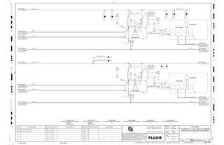 D
4
F
B
A
3
2
1 5 6 8
E
7
C
REV.
APPROVED
CHK.
DES.
REV. DATE REVISION DESCRIPTION
CLIENT
LEAD ENGINEER
SCALE DRAWING NUMBER
CHECK DESIGN CHECK DRAWING
DESIGNED BY DRAWN BY
APPROVAL DATE
APPROVAL DATE
APPROVED
CHK.
DES.
REV. DATE REVISION DESCRIPTION REFERENCE DRAWING No.
1:100
0
1:200
5m
10m
0
5m
10m
15m
20m
1:500
10m
0
20m
30m
40m
50m
1:1000
0
100m
50m
1:20
0
0.5m
1m
1.5m
2m
0
1:25
0.5m
1m
1.5m
1:33
1/3
2.5m
2m
0
1m
2m
3m
0
1:50
1m
2m
3m
4m
5m
CAD FILE NAME: P:0CAD000SPEM**
MODEL UPDATED:
DWG. FILE UPDATED:
MANUAL CHANGES MADE: YES NO YES NO YES NO
PROJECT MANAGER
ENGINEERING MANAGER
AREA PROJECT ENGINEER
REFERENCE DRAWINGS
SAFETY SHARE:
APPROVAL DATE
CONTRACT
NO.
SAFETY SHARE :
BA6CVA1.IGR
NOTICE: THIS DRAWING HAS NOT BEEN PUBLISHED AND IS THE SOLE
PROPERTY OF FLUOR AND IS LENT TO THE BORROWER FOR THEIR
CONFIDENTIAL USE ONLY, AND IN CONSIDERATION OF THE LOAN OF THIS
DRAWING, THE BORROWER PROMISES AND AGREES TO RETURN IT UPON
REQUEST AND AGREES THAT IT WILL NOT BE REPRODUCED, COPIED LENT
OR OTHERWISE DISPOSED OF DIRECTLY OR INDIRECTLY, NOR USED FOR
ANY OTHER PURPOSE OTHER THAN WHICH IT IS FURNISHED.
NONE
Apr 2011
240K-C2-
3410
01712
LI
3410
01711
LE
3410
01712
LIT
3410
01712
LE
3410
01711
LIT
3410
01782
XA FAULT
3410
01711
LIC
3410
01732
LE
3410
01713
AT
3410
01732
LI
3410
01713
AI
3410
01731
LE
3410
01792
II
3410
01733
AI
3410
01731
LIC
3410
01782
II
3410
01732
LIT
3410
01782
HS
3410
01731
LIT
3410
01792
HS
3410
01733
AT
3410
01792
XA FAULT
TO ATM
MIN.
TO ATM
MIN.
MIN.
AIR
INTAKE
VENDOR
MIN.
AIR
INTAKE
J/SP
J/SP
VENDOR
VENDOR
VENDOR
VENDOR
VENDOR
3410
01731
LV
+
C2-3410-CF-508
C2-3410-CF-608
3410
01711
LV
+
C2-3410-SA-602
C2-3410-AZ-603
C2-3410-SA-502
C2-3410-AZ-503
12"
12"
28"x18"
1-1/2"x1/2"
28"x18"
1-1/2"x1/2"
(LAUNDER) (LAUNDER)
(LAUNDER)
PROCESS WATER
1144 3400-25J-016
SCAVENGER TAILING
SCAV. FLOTATION CELL NO.5
ROW NO.5, C2-3410-CF-307
1145 3400-25J-016
SCAVENGER TAILING
SCAV. FLOTATION CELL NO.5
ROW NO.5, C2-3410-CF-307
1137 3400-25J-016
SCAV. CONCENTRATE
SCAV. CONC. LAUNDER ROW
NO.3, C2-3410-LA-504
1147 3400-25J-016
PROCESS WATER
1146 3400-25J-016
SCAVENGER TAILING
SCAV. FLOTATION CELL NO.5
ROW NO.6, C2-3410-CF-407
1140 3400-25J-016
SCAVENGER TAILING
SCAV. FLOTATION CELL NO.5
ROW NO.6, C2-3410-CF-407
1139 3400-25J-016
SCAV. CONCENTRATE
SCAV. CONC. LAUNDER ROW
NO.4, C2-3410-LA-604
1138 3400-25J-016
SCAV. CONCENTRATE
SCAV. ROW NO.5 CONC. PRIM.
SAMPLER, C2-3410-SA-504
1413 3400-25J-021
SCAV. CONCENTRATE
SCAV. ROW NO.6 CONC. PRIM.
SAMPLER, C2-3410-SA-604
1415 3400-25J-021
T1
SCAVENGER TAILING
PLANT TAILING COLLECTION
LAUNDER, C2-3710-LA-001
1095 3700-25J-001
SCAVENGER TAILING
PLANT TAILING COLLECTION
LAUNDER, C2-3710-LA-001
1096 3700-25J-001
T1
SIZE:
C2-3410-AZ-503
SCAVENGER TAILING ROW NO.5 ANALYZER
3410-WR-1664-C1A-1-1/2"-N
SIZE: 255 m3
MATERIAL:
MOTOR: 300.00 kW
C2-3410-CF-508
SCAVENGER FLOTATION CELL NO.6 ROW NO.5
3410-WR-1669-C1A-1-1/2"-N
SIZE: 255 m3
MATERIAL:
MOTOR: 300.00 kW
C2-3410-CF-608
SCAVENGER FLOTATION CELL NO.6 ROW NO.6
3930-WR-1203-C1A-3"-N
SIZE:
C2-3410-SA-602
SCAVENGER TAILING ROW NO.6 SAMPLER
SIZE:
C2-3410-AZ-603
SCAVENGER TAILING ROW NO.6 ANALYZER
3410-WR-1638-C1A-2"-N
3410-WR-1637-C1A-1-1/2"-N
3410-WR-1663-C1A-2"-N
3410-SL-1172-R1B-28"-N
3410-WR-1662-C1A-1-1/2"-N
3410-SL-1171-R1B-28"-N
3410-WR-1639-C1A-1-1/2"-N
3930-WR-1203-C1A-3"-N
3410-WR-1641-C1A-1-1/2"-N
3410-WR-1636-C1A-1-1/2"-N
SIZE:
C2-3410-SA-502
SCAVENGER TAILING ROW NO.5 SAMPLER
3410-WR-1640-C1A-1-1/2"-N
3410-WR-1642-C1A-1-1/2"-N
AG
KM
LT
ISSUED FOR CLIENT REVIEW
22-Dec-11
B
RP
ISSUED FOR COMBINED REVIEW
29-Jun-11
A
12/22/2011
K. MUNDY
A. GUNSON
W. BIE
L. TAMELIN
12/20/2011
5:03:37
PM
WBS: 3400
B
PIPING AND INSTRUMENTATION DIAGRAM
FLOTATION
3400-25J-017
SCAV ROWS 5 & 6, CELL 6 AND TAIL SAMPLING
3930-WR-1202-C1A-3"-N
VENDOR
VENDOR
(LAUNDER)
V
V
PROCESS WATER
1414 3400-25J-021
3410-SL-1665-R1B-48"-N
3410-SL-1666-R1B-48"-N
V
V
V V
V V V
V
IMAGE
IMAGE
 