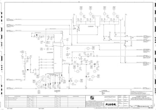 D
4
F
B
A
3
2
1 5 6 8
E
7
C
REV.
APPROVED
CHK.
DES.
REV. DATE REVISION DESCRIPTION
CLIENT
LEAD ENGINEER
SCALE DRAWING NUMBER
CHECK DESIGN CHECK DRAWING
DESIGNED BY DRAWN BY
APPROVAL DATE
APPROVAL DATE
APPROVED
CHK.
DES.
REV. DATE REVISION DESCRIPTION REFERENCE DRAWING No.
1:100
0
1:200
5m
10m
0
5m
10m
15m
20m
1:500
10m
0
20m
30m
40m
50m
1:1000
0
100m
50m
1:20
0
0.5m
1m
1.5m
2m
0
1:25
0.5m
1m
1.5m
1:33
1/3
2.5m
2m
0
1m
2m
3m
0
1:50
1m
2m
3m
4m
5m
CAD FILE NAME: P:0CAD000SPEM**
MODEL UPDATED:
DWG. FILE UPDATED:
MANUAL CHANGES MADE: YES NO YES NO YES NO
PROJECT MANAGER
ENGINEERING MANAGER
AREA PROJECTENGINEER
REFERENCE DRAWINGS
SAFETY SHARE:
APPROVAL DATE
CONTRACT
NO.
SAFETY SHARE :
BA6CVA1.IGR
NOTICE: THIS DRAWING HAS NOT BEEN PUBLISHED AND IS THE SOLE
PROPERTY OF FLUOR AND IS LENT TO THE BORROWER FOR THEIR
CONFIDENTIAL USE ONLY, AND IN CONSIDERATION OF THE LOAN OF THIS
DRAWING, THE BORROWER PROMISES AND AGREES TO RETURN IT UPON
REQUEST AND AGREES THAT IT WILL NOT BE REPRODUCED, COPIED LENT
OR OTHERWISE DISPOSED OF DIRECTLY OR INDIRECTLY, NOR USED FOR
ANY OTHER PURPOSE OTHER THAN WHICH IT IS FURNISHED.
NONE
Apr 2011
240K-C2-
3430
03501
FE
+
C2-3430-DI-504
3430
03501
FV
+
3430
03507
PI
M
3430
03502
FIT
3430
03502
FIC
FI
NOTE
2
3430
03510
XV
+
NOTES:
1. VACUUM BREAK - OPEN END TO BE ROUTED 1 M HIGHER THAN TOP OF DISTRIBUTOR.
2. 3" RING HEADER C/W 7 - 1" DIA. SPRAY NOZZLES.
3. LOCATE ALL INSTRUMENTS AWAY FROM THE COLUMN CELLS.
4. 28 SPARGERS (1 PRESSURE INDICATOR PER 4 SPARGERS).
5. AIR LINE TO AIR HEADER TO BE BROUGHT DOWN FROM THE TOP OF TANK.
H, P2
L, P2
SIZE:
C2-3430-CM-504
COLUMN CELL NO. 4
FI
3430
03512
XV
+
1"
1"
1"
1" 1"
1"
1"
3430
03511
XV
+
1"
3430
03509
XV
+
20"x12"
4"x2" 4"x2"
20"x10"
10"x4"
1-1/2"x3/4"
1-1/2"x3/4"
1-1/2"x3/4" 1-1/2"x3/4" 1-1/2"x3/4" 1-1/2"x3/4"
4"x2"
2"x1"
4"x1"
4"x2"
4"x2"
3430
03502
FE
+
3430
03502
FV
+
3430
03506
PCV
+
4''
NOTE 1
24''
MAN WAY
4''
R1A
C1A
C1A
C1A
FI
4''
M
NOTE 1 NOTE 1
3430
03503
FI
FC
3430
03503
FIT
C2-3430-CM-504
FI FI
FI
H,P2
L,P2
3430
03504
LV
+
FI
3430
03501
FIC
3430
03515
XV
+
3430
03501
FIT
3430
03514
XV
+
3430
03504
LIC
3430
03504
LE
H, P2
L, P2
3430
03504
LIT
3430
03503
FE
+
3430
03505
PI
3430
03513
XV
+
3430
03505
PIT
3430
03521
XV
+
C2-3430-SA-508
NOTE 4
NOTE 5
3430-SL-1270-R1A-20"-N
PLANT AIR
2407 3900-25J-021
FRESH WATER
2408 5100-25J-014
COLUMN FEED
COLUMN CELL FEED PUMP,
C2-3420-PP-523
2409 3400-25J-025
COLUMN FEED
COLUMN TAILING
COLLECTION PUMPBOX,
2410 3400-25J-043
COLUMN FEED
COLUMN CELL NO. 5,
C2-3430-CM-505
2411 3400-25J-036
COLUMN FEED
COLUMN CELL NO. 6,
C2-3430-CM-506
2412 3400-25J-036
COLUMN CONCENTRATE
COLUMN CELL NO. 4
CONCENTRATE SAMPLER,
2413 3400-25J-037
C2-3430-BX-511
COLUMN TAILING
COLUMN CELL NO. 4 TAILING
SAMPLER, C2-3430-SA-516
2442 3400-25J-043
3430-SL-1271-R1A-8"-N
3430-WF-1553-C1A-1-1/2"-N
3430-SL-1274-R1A-20"-N
3430-WF-1417-C1A-8"-N
3430-WF-1536-C1A-1-1/2"-N
3430-AP-1261-C1A-4"-N
3430-SL-1270-R1A-10"-N
V
ES
ES
SIZE:
MATERIAL:
CAPACITY:
TRIM:
C2-3430-DI-504
COLUMN CELLS FEED DISTRIBUTOR
3430-WF-1418-C1A-2"-N
3430-AA-1012-C1A-4"-N
3430-AA-1011-C1A-4"-N
3430-SL-1276-C1B-4"-N
3430-SL-1272-R1A-20"-N
3430-SL-1222-R1A-24"-N
V
3430-SL-1275-C1B-4"-N
3430-SL-1278-C1B-14"-N
3430-SL-1273-R1A-20"-N
AG
KM
LT
ISSUED FOR CLIENT REVIEW
22-Dec-11
B
RP
ISSUED FOR COMBINED REVIEW
29-Jun-11
A
12/22/2011
K. MUNDY
A. GUNSON
W. BIE
L. TAMELIN
12/22/2011
10:21:36
AM
WBS: 3430
B
PIPING AND INSTRUMENTATION DIAGRAM
COLUMN FLOTATION
3400-25J-035
DISTRIBUTOR NO. 2 AND CELL NO. 4
3430-SL-1277-C1B-4"-N
3430
03509
ZS
3430
03510
ZS
3430
03511
ZS
3430
03512
ZS
OP/CL OP/CL OP/CL OP/CL
3430
03509
XA
3430
03510
XA
3430
03511
XA
3430
03512
XA
MISMATCH MISMATCH MISMATCH
MISMATCH
3430
03514
ZS
3430
03515
ZS
3430
03514
XA
3430
03515
XA
OP/CL
MISMATCH
3430
03513
ZS
3430
03513
XA
OP/CL
MISMATCH
3430
03516
XV
+
3430
03518
XV
+
3430
03520
XV
+
FI
3430
03517
XV
+
3430
03519
XV
+
3430
03516
XA
3430
03516
ZS
FI
FI
FI FI
3430
03517
ZS
3430
03517
XA
OP/CL
3430
03518
XA
MISMATCH
3430
03518
ZS
OP/CL
3430
03519
ZS
OP/CL
3430
03519
XA
MISMATCH 3430
03520
ZS
3430
03520
XA
MISMATCH
OP/CL
3430
03521
ZS
3430
03521
XA
MISMATCH
OP/CL
DRAIN
MISMATCH
MISMATCH
MISMATCH
OP/CL
V V V V
V V V V
V
V
V
V
V
V
V
ES
V
V
V
V
V
V V V
V
V
V
V
V
V
V
V
V
V
V
ES
FRESH WATER
2208 3400-25J-034
3430-WF-1536-C1A-1-1/2"-N FRESH WATER
2415 3400-25J-036
3430-AA-1013-C1A-4"-N
FI
FI
FC
V
3430-RC-1153-C1D-1"-N
3430-WF-1549-C1A-3/4"-N
3430-WF-1550-C1A-3/4"-N
3430-WF-1551-C1A-3/4"-N
3430-WF-1552-C1A-3/4"-N
DEFOAMER
INJECTOR, C2-3910-ZM-654
4120 3500-25J-033
 