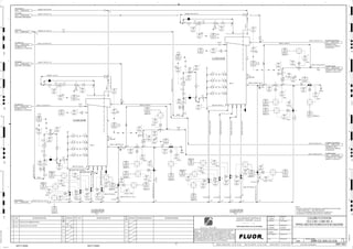 H, P2
L, P2
3"
NOTE
2
NOTE 4
NOTE 4
NOTE
2
3430
03621
FIC
H,P2
L,P2
3430
03621
FIT
3430
03627
PI
3430
03622
FIT
3430
03622
FIC
M
3430
03624
LIC
3430
03601
FIC
H,P2
L,P2
3430
03624
LE
3430
03601
FIT
3430
03607
PI
3430
03624
LIT
3430
03602
FIT
3430
03602
FIC
3430
03625
PI
3430
03623
FI
3430
03625
PIT
M
3430
03623
FIT
M
3430
03604
LIC H, P2
L, P2
3"
3430
03604
LE
3430
03603
FI
3430
03604
LIT
3430
03603
FIT
M
OP/CL
3430
03605
PI
3430
03605
PIT
MISMATCH
3430
03631
XA
3430
03630
XA
3430
03609
ZS
3430
03611
ZS
OP/CL
3430
03610
ZS
OP/CL
3430
03617
ZS
MISMATCH
3430
03609
XA
3430
03617
XA
3430
03611
XA
3430
03610
XA
MISMATCH
3430
03630
ZS
3430
03631
ZS
3430
03637
ZS
OP/CL
3430
03629
ZS
3430
03637
XA
3430
03629
XA
COLUMN TAILING
COLUMN CELL NO. 5 TAILING
SAMPLER, C2-3430-SA-517
2443 3400-25J-043
COLUMN TAILING
COLUMN CELL NO. 6 TAILING
SAMPLER, C2-3430-SA-518
2444 3400-25J-043
FRESH WATER
2415 3400-25J-035
FRESH WATER
2416 5100-25J-014
PLANT AIR
2417 3900-25J-021
COLUMN FEED
COLUMN CELL FEED
DISTRIBUTOR, C2-3430-DI-504
2411 3400-25J-035
COLUMN FEED
COLUMN CELL FEED
DISTRIBUTOR, C2-3430-DI-504
2412 3400-25J-035
MIN (TYP FOR ALL)
MIN (TYP FOR ALL)
MIN (TYP FOR ALL)
H, P2
L, P2
NOTES:
1. AIR LINE TO AIR HEADER TO BE BROUGHT DOWN FROM THE TOP OF TANKS.
2. 3" RING HEADER C/W 7 - 1" DIA. SPRAY NOZZLES.
3. LOCATE ALL INSTRUMENTS AWAY FROM THE COLUMN CELLS.
4. 28 SPARGERS (1 PRESSURE INDICATOR PER 4 SPARGERS)
H, P2
L, P2
NOTE 1
C2-3430-SA-509
C2-3430-SA-510
DRAIN
24''
MAN WAY
MIN (TYP FOR ALL)
NOTE 1
MIN
DRAIN
24''
MAN WAY
OP/CL
MISMATCH
OP/CL
OP/CL
OP/CL
MISMATCH
MISMATCH
MISMATCH
MISMATCH
1"
FI
4"x2"
3430
03631
XV
+
1"
1"
V
V
FI
4"x2"
FL
1"
2"x1"
3430
03630
XV
+
V
V
3430
03612
XV
+
2"x1"
V
3430
03623
FE
+
3430
03614
XV
+
3430
03637
XV
+
3430
03602
FE
+
4"x2"
V
3430
03621
FE
+
1-1/2"x3/4"
3430
03621
FV
+
V
1-1/2"x3/4"
1"
3430
03616
XV
+
1-1/2"x3/4"
V
1-1/2"x3/4"
3430
03601
FE
+
1-1/2"x3/4"
1"
3430
03624
LV
+
2"x1"
1"
1"
20"x12"
V
FI
20"x12"
4"x2"
V
FI
4"x2"
SIZE:
C2-3430-CM-506
COLUMN CELL NO. 6
V
3430
03622
FV
+
FC
FI
1"
4"x2"
V
20"x8"
3430
03609
XV
+
FC
V
8"x4"
3430
03610
XV
+
8"x4"
C2-3430-CM-506
10"x8"
3430
03606
PCV
+
FI
3430
03611
XV
+
2"x1"
V
V
1-1/2"x3/4"
3430
03629
XV
+
V
1"
2"x1"
FI
1"
V
V
1"
1"
1"
3430
03604
LV
+
3430
03603
FE
+
3430
03617
XV
+
V
V
3430
03601
FV
+
4"x2"
V
3430
03622
FE
+
SIZE:
C2-3430-CM-505
COLUMN CELL NO. 5
3430
03626
PCV
+
V
20"x8"
V
10"x8"
3430
03613
XV
+
1-1/2"x3/4"
1-1/2"x3/4"
V
1-1/2"x3/4"
2"x1"
V
V
2"x1"
V
V
3430
03615
XV
+
C2-3430-CM-505
V
1-1/2"x3/4" 1-1/2"x3/4"
FI
2"x1"
1"
1-1/2"x3/4"
V
1"
3430
03602
FV
+
AG
KM
LT
ISSUED FOR CLIENT REVIEW
22-Dec-11
B
RP
ISSUED FOR COMBINED REVIEW
29-Jun-11
A
12/22/2011
K. MUNDY
A. GUNSON
W. BIE
L. TAMELIN
12/22/2011
10:23:35
AM
WBS: 3430
B
PIPING AND INSTRUMENTATION DIAGRAM
COLUMN FLOTATION
3400-25J-036
CELLS NO. 5 AND NO. 6
V
V
V
3430-SL- -R1A-8"-N
ES
V
V
V
V
3430-SL-1272-R1A-20"-N
3430-SL-1283-R1A-20"-N
3430-AP-1277-C1A-4"-N
3430-SL-1283-R1A-10"-N
V
V
3430-WF-1565-C1A-1-1/2"-N
ES
V
V
ES
3430-AP-1277-C1A-2"-N
3430-SL-1280-R1A-10"-N
3430-WF-1559-C1A-1-1/2"-N
3430-WF-1422-C1A-2"-N
ES
3430-WF-1419-C1A-8"-N
3430-SL-1284-R1A-12"-N
V
ES
V
V
3430-WF- -C1A-2"-N
3430-WF-1560-C1A-1-1/2"-N
3430-WF-1536-C1A-1-1/2"-N
3430-AP-1278-C1A-2"-N
V
3430-SL- -R1A-8"-N
3430-WF-1420-C1A-3"-N
3430-SL-1273-R1A-20"-N
V
V
3430-SL-1281-R1A-8"-N
3430-SL-1280-R1A-20"-N
V
V
V
V
V
V
ES
D
4
F
B
A
3
2
1 5 6 8
E
7
C
REV.
APPROVED
CHK.
DES.
REV. DATE REVISION DESCRIPTION
CLIENT
LEAD ENGINEER
SCALE DRAWING NUMBER
CHECK DESIGN CHECK DRAWING
DESIGNED BY DRAWN BY
APPROVAL DATE
APPROVAL DATE
APPROVED
CHK.
DES.
REV. DATE REVISION DESCRIPTION REFERENCE DRAWING No.
1:100
0
1:200
5m
10m
0
5m
10m
15m
20m
1:500
10m
0
20m
30m
40m
50m
1:1000
0
100m
50m
1:20
0
0.5m
1m
1.5m
2m
0
1:25
0.5m
1m
1.5m
1:33
1/3
2.5m
2m
0
1m
2m
3m
0
1:50
1m
2m
3m
4m
5m
CAD FILE NAME: P:0CAD000SPEM**
MODEL UPDATED:
DWG. FILE UPDATED:
MANUAL CHANGES MADE: YES NO YES NO YES NO
PROJECT MANAGER
ENGINEERING MANAGER
AREA PROJECTENGINEER
REFERENCE DRAWINGS
SAFETY SHARE:
APPROVAL DATE
CONTRACT
NO.
SAFETY SHARE :
BA6CVA1.IGR
NOTICE: THIS DRAWING HAS NOT BEEN PUBLISHED AND IS THE SOLE
PROPERTY OF FLUOR AND IS LENT TO THE BORROWER FOR THEIR
CONFIDENTIAL USE ONLY, AND IN CONSIDERATION OF THE LOAN OF THIS
DRAWING, THE BORROWER PROMISES AND AGREES TO RETURN IT UPON
REQUEST AND AGREES THAT IT WILL NOT BE REPRODUCED, COPIED LENT
OR OTHERWISE DISPOSED OF DIRECTLY OR INDIRECTLY, NOR USED FOR
ANY OTHER PURPOSE OTHER THAN WHICH IT IS FURNISHED.
NONE
Apr 2011
240K-C2-
3430
03612
XA
3430
03612
ZS
OP/CL
MISMATCH
FI
FI
FI
FI
3430
03613
ZS
3430
03613
XA OP/CL
MISMATCH
3430
03614
XA
MISMATCH
3430
03614
ZS
OP/CL
3430
03615
ZS
OP/CL
3430
03612
XA
MISMATCH 3430
03616
ZS
3430
03616
XA
MISMATCH
OP/CL
3430
03632
XV
+
3430
03634
XV
+
3430
03636
XV
+
FI
3430
03633
XV
+
3430
03635
XV
+
V
V
V
V
V
3430
03632
XA
3430
03632
ZS
FI
FI
FI FI
3430
03633
ZS
3430
03633
XA OP/CL
MISMATCH
3430
03634
XA
MISMATCH
3430
03634
ZS
OP/CL
3430
03635
ZS
OP/CL
3430
03635
XA
MISMATCH 3430
03636
ZS
3430
03636
XA
MISMATCH
OP/CL
MIN
MISMATCH
ES
V
V
V
V
V
V
V
V
V
V
V
V
V
V
V
V
V
V V
V
V
V
V
V
V
V
V
V
V
V
V
ES
V
V
V
V
V
V V V
FI
FC
3430-WF-1561-C1A-3/4"-N
3430-WF-1562-C1A-3/4"-N
3430-WF-1563-C1A-3/4"-N
3430-WF-1564-C1A-3/4"-N
FI
FC
3430-RC-1159-C1D-1"-N
3430-WF-1555-C1A-3/4"-N
3430-WF-1556-C1A-3/4"-N
3430-WF-1557-C1A-3/4"-N
3430-WF-1558-C1A-3/4"-N
3430-RC-1158-C1D-1"-N
COLUMN CONCENTRATE
COLUMN CELL NO. 5
CONCENTRATE SAMPLER,
2220 3400-25J-041
COLUMN CONCENTRATE
COLUMN CELL NO. 6
CONCENTRATE SAMPLER,
2219 3400-25J-041
DEFOAMER
INJECTOR, C2-3910-ZM-655
4121 3500-25J-033
DEFOAMER
INJECTOR, C2-3910-ZM-656
4119 3500-25J-033
 