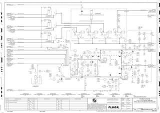 NOTE 2
T3
AFD
T3
AFD
3430
04383
XA
3430
04383
II
3430
04383
HS
J/SP
3430
04302
LI
3430
04302
LIT
3430
04302
LE
3430
04201 B
AE
3430
04201 B
AIT
3430
04201 B
AIC
3430
04305
PIT
3430
04304
FIT
3430
04303
DIC
3430
04314
FIT
3430
04303
FY
3430
04315
PIT
3430
04303
FI
3430
04303
DIT
3430
04382
II
3430
04320
FIC
HH,P1
H, P2
L, P2
LL,P1
3430
04303
DE
3430
04382
XA
FAULT
3430
04310
LT
3430
04303
FIT
M
3430
04382
HS
J/SP
3430
04310
LE
3430
04313
PI
3430
04310
LIC
3430
04381
II
MISMATCH
3430
04305
PI
L, P2
3430
04304
FI
3430
04381
XA
MISMATCH
3430
04381
HS
J/SP
M
M
3430
04315
PI
L,P2
3430
04314
FI
3430
04303
WQI
MASS
FLOW
3430
04312
ZS
OP/CL
3430
04317
ZS
3430
04307
ZS
3430
04317
XA
3430
04307
XA
3430
04312
XA
3430
04309
ZS
3430
04319
ZS
OP/CL
3430
04318
ZS
OP/CL
3430
04308
ZS
MISMATCH
3430
04309
XA
OP/CL
3430
04308
XA
3430
04319
XA
3430
04318
XA
3430
04324
XA
3430
04324
ZS
OP/CL
3430
04320
FIT
M
3430
04323
DIT
3430
04323
FI
3430
04323
FY
3430
04323
WQI
MASS
FLOW
3430
04323
DE
3430
04323
DX
3430
04323
DIC
3430
04323
FIT
3430
04325
ZS
3430
04325
XA
M
3430
04326
ZS
3430
04326
XA
3430
04323
HY
3430
04303
DX
PH CONTROL,
C2-3430-AZ-506
3398 3400-25J-042
GLAND SEAL WATER
2960 3900-25J-023
1ST CLEANER FEED
1ST CLEANER FEED
DISTRIBUTOR, C2-3410-DI-505
2440 3400-25J-044
FRESH WATER
2441 5100-25J-014
COLUMN TAILING
COLUMN CELL NO.4,
C2-3430-CM-504
2442 3400-25J-035
COLUMN TAILING
COLUMN CELL NO.5,
C2-3430-CM-505
2443 3400-25J-036
COLUMN TAILING
COLUMN CELL NO.6 TAILING,
C2-3430-CM-506
2444 3400-25J-036
PROCESS WATER
2448 3900-25J-016
COLUMN FEED
LOW GRADE REGRIND
CYCLONE O/F SAMPLER,
2479 3400-25J-025
COLUMN FEED
COMBINED COLUMN FEED
SAMPL. NO.2, C2-3420-SA-544
2480
3400-25J-032
COLUMN TAILING
COLUMN TAILING
COLLECTION LAUNDER,
2425 3400-25J-042
COLUMN TAILING
COLUMN TAILING
COLLECTION LAUNDER,
2435
3400-25J-042
COLUMN TAILING
COLUMN TAILING
COLLECTION LAUNDER,
2436
3400-25J-042
COLUMN TAILING
COLUMN TAILING
COLLECTION LAUNDER,
2437
3400-25J-042 COLUMN TAILING
COLUMN TAILING
COLLECTION LAUNDER,
2438 3400-25J-042
COLUMN FEED
COLUMN CELLS FEED
DISTRIBUTOR NO.2,
2410 3400-25J-035
1ST CLEANER FEED
1ST CLEANER FEED
DISTRIBUTOR, C2-3410-DI-505
3495 3400-25J-044
COLUMN FEED
COLUMN CELLS FEED
DISTRIBUTOR NO.1,
2195 3400-25J-033
C2-3430-LA-521
C2-3430-LA-521
C2-3430-LA-521
C2- 3430-LA-521
FAULT
MISMATCH
MISMATCH
NOTE 2
H, P2
L, P2
LL, P1
PH
C2-3420-SA-542
RSP
C2-3430-DI-504
C2-3430-LA-521
NOTE 1
NOTE 2 NOTE 2
FLUOR
MIN
TO
FLOOR
MIN
L, P2
LL, P1
12"
O/F
MIN
TO
FLOOR OP/CL
MIN
L, P2
LL, P1
FAULT
MIN
VENDOR
NOTES:
1. MANUAL WATER ADDITION ON LOW LOW LEVEL.
2. PROVISION FOR AUTOMATED SHIFT SAMPLER.
OP/CL
MISMATCH
MISMATCH
MISMATCH
LL,P1
L, P2
MISMATCH
OP/CL
MISMATCH
OP/CL
SELECT
C2-3430-DI-503
3430
043020
FE
+
FI
ES
3430
04324
XV
+
3430
04326
XV
+
3430
04323
FE
+
FI
3430
04325
XV
+
FI
ES
ES
3430
04312
XV
+
8"x6"
8"x6"
FI
3430
04307
XV
+
C2-3430-BX-511
3"x1"
FI
C2-3430-SA-518
3430
04303
FE
+
C2-3430-SA-516
2"x1/2"
C2-3430-PP-512
3430
04318
XV
+
3430
04309
XV
+
FI
3430
04308
XV
+
FI
V1
V
1-1/2"x1"
3"x1"
C2-3430-AZ-508
3430
04304
FE
+
2"x1"
C2-3430-SA-517
3430
04319
XV
+
V
3430
04314
FE
+
3"x2"
2"x1-1/4"
2"x1"
2"x1"
V
V
V
3430
04317
XV
+
FI
C2-3430-PP-513
FI
3"x2"
1"x1-1/4"
FI
V
V
C2-3430-PP-516
SIZE:
MATERIAL:
MOTOR:
C2-3430-PP-516
COLUMN AREA SPILLAGE PUMP
ES
AG
KM
LT
ISSUED FOR CLIENT REVIEW
22-Dec-11
B
RP
ISSUED FOR COMBINED REVIEW
29-Jun-11
A
12/22/2011
K. MUNDY
A. GUNSON
W. BIE
L. TAMELIN
12/21/2011
6:04:39
PM
WBS: 3430
B
PIPING AND INSTRUMENTATION DIAGRAM
COLUMN FLOTATION
3400-25J-043
CELL 4 TO 6 TAILING SAMPLING
3430-SL-1330-R1A-3"-N
3430-SL-1221-C1B-2"-N
3430-SL-1225-R1A-42"-N
3430-WG-1050-C1A-1-1/2"-N
SIZE:
MATERIAL:
MOTOR:
C2-3430-PP-512
COLUMN TAILING TRANSFER PUMP
3430-SL-1327-R1A-6"-N
3430-WR-1732-C1A-2"-N
3430-WR-1734-C1A-1"-N
ES
ES
3430-SL-1336-R1A-42"-N
3430-SL-1322-R1A-20"-N
3430-SL-1326-R1A-20"-N
3430-WG-1056-C1A-1"-N
3430-SL-1324-R1A-20"-N
3430-SL-1334-R1A-48"-N
3430-WF-1179-C1A-2"-N
3430-SL-1323-R1A-4"-N
3430-SL-1280-R1A-20"-N
3430-WR-1733-C1A-6"-N
ES
SIZE:
MATERIAL:
CAPACITY:
TRIM:
C2-3430-BX-511
COLUMN TAILING COLLECTION PUMPBOX
3430-SL-1337-R1A-42"-N
ES
SIZE:
C2-3430-SA-518
COLUMN CELL TAILING SAMPLER NO.6
SIZE:
C2-3430-AZ-508
COLUMN CELLS TAILING IN-STREAM ANALYZER
SIZE:
C2-3430-SA-516
COLUMN CELL TAILING SAMPLER NO.4
SIZE:
C2-3430-SA-517
COLUMN CELL TAILING SAMPLER NO.5
3430-SL-1321-R1A-4"-N
3430-SL-1329-R1A-6"-N
3430-SL-1328-R1A-6"-N
ES
3430-SL-1270-R1A-20"-N
ES
3430-SL-1335-R1A-48"-N
3430-WR-1265-C1A-8"-N
3430-SL-1283-R1A-20"-N
3430-SL-1325-R1A-4"-N
3430-WR-1735-C1A-1"-N
SIZE:
MATERIAL:
MOTOR:
C2-3430-PP-513
COLUMN TAILING TRANSFER PUMP
3430-SL-1332-R1A-42"-N
3430-SL-1331-R1A-12"-N
FC
3430-SL-1278-C1B-14"-N
3430-SL-1262-C1B-14"-N
D
4
F
B
A
3
2
1 5 6 8
E
7
C
REV.
APPROVED
CHK.
DES.
REV. DATE REVISION DESCRIPTION
CLIENT
LEAD ENGINEER
SCALE DRAWING NUMBER
CHECK DESIGN CHECK DRAWING
DESIGNED BY DRAWN BY
APPROVAL DATE
APPROVAL DATE
APPROVED
CHK.
DES.
REV. DATE REVISION DESCRIPTION REFERENCE DRAWING No.
1:100
0
1:200
5m
10m
0
5m
10m
15m
20m
1:500
10m
0
20m
30m
40m
50m
1:1000
0
100m
50m
1:20
0
0.5m
1m
1.5m
2m
0
1:25
0.5m
1m
1.5m
1:33
1/3
2.5m
2m
0
1m
2m
3m
0
1:50
1m
2m
3m
4m
5m
CAD FILE NAME: P:0CAD000SPEM**
MODEL UPDATED:
DWG. FILE UPDATED:
MANUAL CHANGES MADE: YES NO YES NO YES NO
PROJECT MANAGER
ENGINEERING MANAGER
AREA PROJECTENGINEER
REFERENCE DRAWINGS
SAFETY SHARE:
APPROVAL DATE
CONTRACT
NO.
SAFETY SHARE :
BA6CVA1.IGR
NOTICE: THIS DRAWING HAS NOT BEEN PUBLISHED AND IS THE SOLE
PROPERTY OF FLUOR AND IS LENT TO THE BORROWER FOR THEIR
CONFIDENTIAL USE ONLY, AND IN CONSIDERATION OF THE LOAN OF THIS
DRAWING, THE BORROWER PROMISES AND AGREES TO RETURN IT UPON
REQUEST AND AGREES THAT IT WILL NOT BE REPRODUCED, COPIED LENT
OR OTHERWISE DISPOSED OF DIRECTLY OR INDIRECTLY, NOR USED FOR
ANY OTHER PURPOSE OTHER THAN WHICH IT IS FURNISHED.
NONE
Apr 2011
240K-C2-
M
3430
B
HS
V3
M
M
M
M
M
M
V3
V3
V3
V3
V3
V3
3430
B
HS
3430
B
HS
3430
B
HS
3430
B
HS
3430
B
HS
3430
B
HS
T8
 