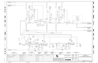 T1 T1
T1
T3
P.O NO.:
VENDOR DWG NO.:
VENDOR:
3410
05104
LI
3410
05103
LIC
3410
05183
II
3410
05183
XA FAULT
3410
05184
II
3410
05184
XA FAULT
3410
05101
LIC
3410
05182
II
3410
05182
XA FAULT
3410
05102
LI
3410
05103
LIT
3410
05104
LIT
3410
05101
LIT
3410
05183
HS
3410
05102
LIT
3410
05104
LE
3410
05103
LE
3410
05102
LE
3410
05101
LE
3410
05184
HS
3410
05182
HS
3410
05114
FIT
3410
05191
HS
J/SP
3410
05114
FI
3410
05111
LIC
3410
05111
LIT
3410
05115
PI
L, P2
3410
05118
ZS
3410
05115
PIT
M
3410
05191
XA
3410
05111
LE
3410
05191
II
3410
05116
PI
3410
05117
ZS
OP/CL
3410
05117
XA
MISMATCH
3410
05118
XA
MIN.
MIN.
RECLEANER CONCENTRATE
RECLEANER CONCENTRATE
SAMPLER C2-3410-SA-537
2722 3400-25J-053
RECLEANER TAILING
CLNR SCAVENGER/1ST CLNR
ANALYZER C2-3410-AZ-509
2744 3400-25J-053
RECLEANER FEED
RECLEANER FEED PUMPBOX
C2-3410-PP-517
2748 3400-25J-048
GLAND SEAL WATER
3505 3900-25J-023
RECLEANER TAILING
ROUGHER CONC.
COLLECTION PUMPBOX
2183 3400-25J-022
PROCESS WATER
2827 3900-25J-014
VENDOR
VENDOR
VENDOR
VENDOR
NOTE 2
J/SP J/SP
J/SP
AIR
INTAKE
AIR
INTAKE
NOTE 2
NOTE 2
AIR
INTAKE
VENDOR
C2-2420-BX-502
AFD
TO FLOOR
L, P2
LL, P1
TO FLOOR
MIN
MIN
FAULT
H, P2
L, P2
LL, P1
BY
VENDOR
BY
VENDOR
MISMATCH
C2-3410-LA-508
3"
3410-SL-1303-R1A-26"-N
C2-3410-PP-171
BA
3410
05117
XV
+
3410
05118
XV
+
FI
FI
1/2" BA
ES
1-1/2" PL
SIZE: 160 m3
MOTOR:
C2-3410-CF-542
1ST RECLEANER CELL NO. 2
12" 12"
3410
05103
LV
+
3410
05101 A
LV
+
1-1/2"x1/2"
12"
C2-3410-CF-542
3410
05101 B
LV
+
1-1/2"x1/2"
SIZE:
C2-3410-LA-506
1ST RECLEANER CONCENTRATE LAUNDER
C2-3410-LA-506
3410-WR-1785-C1A-3"-N
SIZE: 160 m3
MOTOR:
C2-3410-CF-543
1ST RECLEANER CELL NO. 3
C2-3410-CF-543
1-1/2" PL
3410
05114
FE
+
C2-3410-BX-051
C2-3410-CF-541 3410-SL-1372-C1B-3"-N
C2-3410-SA-536
SIZE:
C2-3410-SA-536
RECLEANER TAILING SAMPLER
3410-WR-1794-C1A-1-1/2"-N
3410-WR-1792-C1A-2"-N
3410-WR-1790-C1A-2"-N
3410-WR-1789-C1A-1-1/2"-N
3410-WR-1788-C1A-2"-N
3410-SL-1369-R1B-28"-N
3410-SL-1368-R1B-28"-N
3410-SL-1367-R1B-28"-N
28"x18"
28"x18"
28"x18"
AG
KM
LT
ISSUED FOR CLIENT REVIEW
22-Dec-11
B
RP
ISSUED FOR COMBINED REVIEW
29-Jun-11
A
12/22/2011
K. MUNDY
A. GUNSON
W. BIE
L. TAMELIN
12/22/2011
2:41:27
PM
WBS: 3400
B
PIPING AND INSTRUMENTATION DIAGRAM
FLOTATION
3400-25J-051
RECLEANER FLOTATION
V
V
V
3" KG
R1A
SIZE:
C2-3410-BX-051
1ST RECLEANER CONCENTRATE PUMPBOX SIZE: 26" X 14"
MATERIAL:
MOTOR:
C2-3410-PP-171
1ST RECLEANER CONCENTRATE PUMP NO.1
SIZE:
C2-3410-LA-508
2ND RECLEANER CONCENTRATE LAUNDER
3410-SL-1373-R1A-20"-N
3410-SL-1370-R1A-28"-N
3410-WG-1068-C1A-1-1/2"-N
3410-SL-1366-R1A-28"-N
3410-SL-1304-R1A-14"-N
V
V
V
V
V
V
V
V
3410-SL-1365-R1A-24"-N
D
4
F
B
A
3
2
1 5 6 8
E
7
C
REV.
APPROVED
CHK.
DES.
REV. DATE REVISION DESCRIPTION
CLIENT
LEAD ENGINEER
SCALE DRAWING NUMBER
CHECK DESIGN CHECK DRAWING
DESIGNED BY DRAWN BY
APPROVAL DATE
APPROVAL DATE
APPROVED
CHK.
DES.
REV. DATE REVISION DESCRIPTION REFERENCE DRAWING No.
1:100
0
1:200
5m
10m
0
5m
10m
15m
20m
1:500
10m
0
20m
30m
40m
50m
1:1000
0
100m
50m
1:20
0
0.5m
1m
1.5m
2m
0
1:25
0.5m
1m
1.5m
1:33
1/3
2.5m
2m
0
1m
2m
3m
0
1:50
1m
2m
3m
4m
5m
CAD FILE NAME: P:0CAD000SPEM**
MODEL UPDATED:
DWG. FILE UPDATED:
MANUAL CHANGES MADE: YES NO YES NO YES NO
PROJECT MANAGER
ENGINEERING MANAGER
AREA PROJECT ENGINEER
REFERENCE DRAWINGS
SAFETY SHARE:
APPROVAL DATE
CONTRACT
NO.
SAFETY SHARE :
BA6CVA1.IGR
NOTICE: THIS DRAWING HAS NOT BEEN PUBLISHED AND IS THE SOLE
PROPERTY OF FLUOR AND IS LENT TO THE BORROWER FOR THEIR
CONFIDENTIAL USE ONLY, AND IN CONSIDERATION OF THE LOAN OF THIS
DRAWING, THE BORROWER PROMISES AND AGREES TO RETURN IT UPON
REQUEST AND AGREES THAT IT WILL NOT BE REPRODUCED, COPIED LENT
OR OTHERWISE DISPOSED OF DIRECTLY OR INDIRECTLY, NOR USED FOR
ANY OTHER PURPOSE OTHER THAN WHICH IT IS FURNISHED.
NONE
Apr 2011
240K-C2-
SIZE: 160 m3
MOTOR:
C2-3410-CF-541
1ST RECLEANER CELL NO. 1
3410
05127
ZS
OP/CL
3410
05127
XA
MISMATCH
3410
05127
XV
+
26" PL
T3
3410
05124
FIT
3410
05192
HS
J/SP
3410
05124
FI
3410
05125
PI
L, P2
3410
05128
ZS
3410
05125
PIT
M
3410
05192
XA
3410
05192
II
3410
05126
PI
3410
05128
XA
AFD
TO FLOOR
L, P2
LL, P1
MIN
FAULT
BY
VENDOR
BY
VENDOR
MISMATCH
3"
C2-3410-PP-172
BA
3400
05128
XV
+
FI
1/2" BA
ES
1-1/2" PL
3410
05124
FE
+
SIZE: 26" X 14"
MATERIAL:
MOTOR:
C2-3410-PP-172
1ST RECLEANER CONCENTRATE PUMP NO.2
3400-SL- -R1A-26"-N
3410-WG- -C1A-1-1/2"-N
 