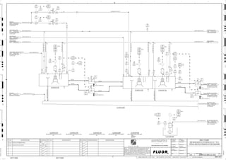 T8
T1
T1
T1
VENDOR
3510
00383
II
3510
00381
HS
3510
00301
LE
3510
00311
LIC
3510
00302
LT
3510
00382
XA FAULT
3510
00317
LIT
3510
00316
PI
3510
00388
XA
3510
00382
II
3510
00314
FIC
3510
00312
LT
3510
00311
LIT
3510
00317
LI
3510
00382
HS
3510
00381
XA FAULT
3510
00304
FIT
3510
00317
LE
3510
00302
LE
3510
00312
LI
3510
00301
LIC
3510
00304
FIC
3510
00315
AE
3510
00301
LIT
3510
00313
AIT
PH
3510
00381
II
3510
00315
AI
3510
00388
II
3510
00314
FIT
3510
00313
AI
3510
00315
AIT
3510
00383
XA FAULT
3510
00312
LE
3510
00313
AE
3510
00311
LE
3510
00383
HS
3510
00302
LI
3510
00388
HS
VENDOR
MIN.
MIN.
NITROGEN
NITROGEN VAPORIZER,
C2-3510-ZM-528
1864 3500-25J-041
SPENT PROCESS GAS
EQUALIZATION HEADER
1065 3500-25J-004
CONDITIONED CU-MO
MO CONDITIONING TANK,
C2-3510-TK-601
1845 3500-25J-002
MO FLOT.AREA SUMP CONT.
CU-MO THICKENER FEED
BOX, C2-3510-BX-003
1862 3500-25J-001
MO ROUGHER CONC.
LAUNDER CONTINUE,
C2-3510-LA-600
1852 3500-25J-004
MO ROUG. CELL NO.3 TAIL.
MO ROUGHER FLOTATION
CELL NO.4, C2-3510-CF-704
1069 3500-25J-004
SPENT PROCESS GAS
MO CONDITIONING TANK,
C2-3510-TK-601
2115 3500-25J-002
MO ROUG. CELL NO.3 TAIL.
MO ROUGHER FLOTATION
CELL NO.4, C2-3510-CF-704
1068 3500-25J-004
H, P2
HH. P1
L, P2
H, P2
L, P2
VENDOR
VENDOR
J/SP
J/SP
VENDOR
VENDOR
J/SP
VENDOR
VENDOR
J/SP
3510-WR-1804-C1A-4"-N
C2-3510-CF-701
AG
KM
LT
ISSUED FOR CLIENT REVIEW
22-Dec-11
B
RP
ISSUED FOR COMBINED REVIEW
30-Jun-11
A
12/22/2011
K. MUNDY
A. GUNSON
A. REGNAULT
L. TAMELIN
12/22/2011
12:19:07
PM
WBS: 3510
B
PIPING AND INSTRUMENTATION DIAGRAM
MOLY PLANT
3500-25J-003
MO ROUGHER FLOTATION CELLS 1 TO 3
SIZE:
C2-3510-CF-703
MO ROUGHER FLOTATION CELL NO.3
2"x1-1/2"
2"x1"
2"x1"
3510
00314
FV
+
3510
00311 B
LV
+
3510-N2G-1002-C1D-2"-N
C2-3510-CF-703
3510-PG-1004-C1D-10"-N
SIZE:
C2-3510-CF-702
MO ROUGHER FLOTATION CELL NO.2
12"
C2-3510-LA-600
SIZE:
C2-3510-LA-600
MO ROUGHER FLOTATION LAUNDER
3510-SL-1409-C1B-6"-N
3510
00311 A
LV
+
2"x1-1/2"
3510
00314
FE
+
1"x1/2"
2"x1-1/2"
3510-WR-1805-C1A-2"-N
SIZE:
C2-3510-CF-701
MO ROUGHER FLOTATION CELL NO.1
3510
00301 A
LV
+
3510
00301 B
LV
+
C2-3510-CF-702
3510-SL-1404-R1A-14"-N
3510-WR-1809-C1A-1"-N
2"x1"
3510-WR-1806-C1A-1"-N
2"x1-1/2"
3510
00304
FE
+
3510-PG-1004-C1D-10"-N
3510-WR-1807-C1A-2"-N
1"x1/2"
3510-WR-1804-C1A-4"-N
12"
3510-WR-1808-C1A-2"-N
SIZE:
MATERIAL:
MOTOR:
C2-3510-PP-608
MO FLOTATION AREA SUMP PUMP
C2-3510-PP-608
3510
00304
FV
+
3510-PG-1005-C1A-6"-N
12"
3510-N2G-1017-C1D-2"-N
3510-PG-1006-C1A-6"-N
D
4
F
B
A
3
2
1 5 6 8
E
7
C
REV.
APPROVED
CHK.
DES.
REV. DATE REVISION DESCRIPTION
CLIENT
LEAD ENGINEER
SCALE DRAWING NUMBER
CHECK DESIGN CHECK DRAWING
DESIGNED BY DRAWN BY
APPROVAL DATE
APPROVAL DATE
APPROVED
CHK.
DES.
REV. DATE REVISION DESCRIPTION REFERENCE DRAWING No.
1:100
0
1:200
5m
10m
0
5m
10m
15m
20m
1:500
10m
0
20m
30m
40m
50m
1:1000
0
100m
50m
1:20
0
0.5m
1m
1.5m
2m
0
1:25
0.5m
1m
1.5m
1:33
1/3
2.5m
2m
0
1m
2m
3m
0
1:50
1m
2m
3m
4m
5m
CAD FILE NAME: P:0CAD000SPEM**
MODEL UPDATED:
DWG. FILE UPDATED:
MANUAL CHANGES MADE: YES NO YES NO YES NO
PROJECT MANAGER
ENGINEERING MANAGER
AREA PROJECTENGINEER
REFERENCE DRAWINGS
SAFETY SHARE:
APPROVAL DATE
CONTRACT
NO.
SAFETY SHARE :
BA6CVA1.IGR
NOTICE: THIS DRAWING HAS NOT BEEN PUBLISHED AND IS THE SOLE
PROPERTY OF FLUOR AND IS LENT TO THE BORROWER FOR THEIR
CONFIDENTIAL USE ONLY, AND IN CONSIDERATION OF THE LOAN OF THIS
DRAWING, THE BORROWER PROMISES AND AGREES TO RETURN IT UPON
REQUEST AND AGREES THAT IT WILL NOT BE REPRODUCED, COPIED LENT
OR OTHERWISE DISPOSED OF DIRECTLY OR INDIRECTLY, NOR USED FOR
ANY OTHER PURPOSE OTHER THAN WHICH IT IS FURNISHED.
NONE
Apr 2011
240K-C2-
FAULT
PROCESS WATER
2114 3900-25J-016
FC
FC
ORP
V
V
V
V
H, P2
L, P2
NAHS SOLUTION
NAHS INJECTOR NO.4,
C2-3510-ZM-630
3552 3500-25J-037
THICKENED U/F
3510-SL-1447-R1A-6"-N
3510-SL-1446-R1A-6"-N
3510-SL-1408-R1A-14"-N
3510-SL-1407-R1A-14"-N
PROCESS WATER
1066
3510-RC-1056-C1D-1"-N
3510-SL-1424-R1A-6"-N
3510-SL-1425-R1A-6"-N
3510-SL-1406-R1A-14"-N
3510-RC-1166-C1D-1"-N
DEFOAMER
INJECTOR, C2-3510-ZM-646
3587 3500-25J-033
 