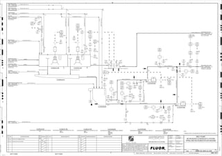 3510-SL-1470-R1A-6"-N
D
4
F
B
A
3
2
1 5 6 8
E
7
C
REV.
APPROVED
CHK.
DES.
REV. DATE REVISION DESCRIPTION
CLIENT
LEAD ENGINEER
SCALE DRAWING NUMBER
CHECK DESIGN CHECK DRAWING
DESIGNED BY DRAWN BY
APPROVAL DATE
APPROVAL DATE
APPROVED
CHK.
DES.
REV. DATE REVISION DESCRIPTION REFERENCE DRAWING No.
1:100
0
1:200
5m
10m
0
5m
10m
15m
20m
1:500
10m
0
20m
30m
40m
50m
1:1000
0
100m
50m
1:20
0
0.5m
1m
1.5m
2m
0
1:25
0.5m
1m
1.5m
1:33
1/3
2.5m
2m
0
1m
2m
3m
0
1:50
1m
2m
3m
4m
5m
CAD FILE NAME: P:0CAD000SPEM**
MODEL UPDATED:
DWG. FILE UPDATED:
MANUAL CHANGES MADE: YES NO YES NO YES NO
PROJECT MANAGER
ENGINEERING MANAGER
AREA PROJECTENGINEER
REFERENCE DRAWINGS
SAFETY SHARE:
APPROVAL DATE
CONTRACT
NO.
SAFETY SHARE :
BA6CVA1.IGR
NOTICE: THIS DRAWING HAS NOT BEEN PUBLISHED AND IS THE SOLE
PROPERTY OF FLUOR AND IS LENT TO THE BORROWER FOR THEIR
CONFIDENTIAL USE ONLY, AND IN CONSIDERATION OF THE LOAN OF THIS
DRAWING, THE BORROWER PROMISES AND AGREES TO RETURN IT UPON
REQUEST AND AGREES THAT IT WILL NOT BE REPRODUCED, COPIED LENT
OR OTHERWISE DISPOSED OF DIRECTLY OR INDIRECTLY, NOR USED FOR
ANY OTHER PURPOSE OTHER THAN WHICH IT IS FURNISHED.
NONE
Apr 2011
240K-C2-
3510
00501
LIC
3510
00501
LIT
3510
00581
II
3510
00581
XA
3510
00502
LT
3510
00581
HS
3510
00502
LE
3510
00501
LE
MIN.
J/SP
VENDOR
VENDOR
1"x1/2"
C2-3510-CF-706 12"
3510
00501 B
LV
+
3510
00501 A
LV
+
3510
00503
AE
3510
00503
AIT
3510
00503
AI
3510
00582
HS
J/SP
C2-3510-CF-707
VENDOR
H, P2
L, P2
12"
ORP
ORP
C2-3510-LA-612
3510
00507
XV
+
FI
V1
3510
00517
XV
+
FI
V1
3510
00585
II
3510
00585
XA
3510
00585
HS
J/SP
3510
00586
II
3510
00586
XA
3510
00586
HS
J/SP
T3
3510
00515
PI
3510
00514
FI
3510
00515
PIT
3510
00514
FIT
M
3510
00514
FE
+
T3
3510
00505
PI
3510
00504
FI
3510
00505
PIT
3510
00504
FIT
M
L, P2
3510
00504
FE
+
2"x1"
3510
00510
LE
3510
00510
LIT
3510
00510
LIC
3510
00508
XV
+
FI
V1
3510
00518
XV
+
FI
V1
3510
00509
XV
+
FI
V1
FI
V1
3510
00519
XV
+
3510
00513
PI
M
3510
00520
FIT
3510
00520
DE
3510
00520
DIT
3510
00520
FI
3510
00520
FY
3510
00520
DI
3510
00520
WQI
3510
00520
FE
+
L, P2
AFD
AFD
4"x8"
4"x8"
C2-3510-BX-603
C2-3510-PP-606
C2-3510-PP-605
VENDOR
3510
00511
FIC
3510
00511
FIT
3510
00511
FE
+
3510
00511
FV
+
FAULT
L, P2
2"x1-1/2"
2"x1-1/2"
2"x1"
2"x1"
NOTES:
1. MINIMUM DISTANCE TO BE MAINTAINED BETWEEN VALVE AND FITTINGS OR FLANGES.
MASS
FLOW
H,P2
L, P2
LL, P2
3510
00582
II
3510
00582
XA FAULT
3510
00502
LI
NOTE 1
NOTE 1
L, P2
LL, P1
L, P2
LL, P1
MIN. MIN.
SIZE:
C2-3510-LA-612
MO ROUGHER SCAVENGER FLOTATION LAUNDER
SIZE:
MOTOR:
C2-3510-CF-706
MO ROUGHER SCAVENGER FLOTATION CELL NO.6
SIZE:
MOTOR:
C2-3510-CF-707
MO ROUGHER SCAVENGER FLOTATION CELL NO.7
1-1/2"x1"
SPENT PROCESS GAS
EQUALIZATION HEADER
1868 3500-25J-004
NITROGEN
NITROGEN VAPORIZER,
C2-3510-ZM-528
1869 3500-25J-041
MO ROUGHER SCAV. CONC.
CU-MO CONC. THICKENER
FEED BOX, C2-3510-BX-003
1855 3500-25J-001
MO ROUGHER TAILING
MO ROUGHER CELL NO.5,
C2-3510-CF-705
1871 3500-25J-004
MO ROUGHER SCAV. TAIL.
MO ROUGHER TAILING PUMP
BOX, C2-3510-BX-604
1876 3500-25J-025
MO ROUGHER FEED
MO ROUGHER ANALYZER,
C2-3520-AZ-601
1885 3500-25J-006
GLAND SEAL WATER
1063 3900-25J-023
T1
MO ROUGHER TAILING
MO ROUGHER CELL NO.5,
C2-3510-CF-705
1062 3500-25J-004
T1
3510-SL-1434-R1A-2"-N
SIZE:
MATERIAL:
CAPACITY:
TRIM:
C2-3510-BX-603
MO ROUGHER SCAVENGER CONCENTRATE PUMPBOX
3510-SL-1427-R1A-8"-N
SIZE:
MATERIAL:
MOTOR:
C2-3510-PP-605
MO ROUGHER SCAVENGER CONCENTRATE PUMP NO. 1
3510-WR-1804-C1A-4"-N
ES
ES
3510-WG-1078-C1A-1"-N
3510-SL-1430-R1A-10"-N
3510-N2G-1004-C1D-2"-N
3510-SL-1429-R1A-8"-N
ES
3510-WR-1814-C1A-2"-N
3510-WR-1815-C1A-2"-N
3510-WR-1816-C1A-1"-N
3510-WG-1038-C1A-2"-N
ES
3510-SL-1422-R1A-10"-N
3510-SL-1428-R1A-8"-N
SIZE:
MATERIAL:
MOTOR:
C2-3510-PP-606
MO ROUGHER SCAVENGER CONCENTRATE PUMP NO. 2
3510-SL-1426-R1A-8"-N
ES
3510-PG-1010-C1A-4"-N
3510-PG-1004-C1A-10"-N
ES
SPENT PROCESS GAS
EQUALIZATION HEADER
1875 3500-25J-025
AG
KM
LT
ISSUED FOR CLIENT REVIEW
22-Dec-11
B
RP
ISSUED FOR COMBINED REVIEW
30-Jun-11
A
12/22/2011
K. MUNDY
A. GUNSON
A. REGNAULT
L. TAMELIN
12/22/2011
2:13:53
PM
WBS: 3510
B
PIPING AND INSTRUMENTATION DIAGRAM
MOLY PLANT
3500-25J-005
MO ROUGHER SCAVENGER FLOTATION
3510
00509
ZS
3510
00509
XA
3510
00519
ZS
3510
00519
XA
FAULT
FAULT
3510
00518
ZS
3510
00518
XA
OP/CL
3510
00517
ZS
OP/CL
3510
00507
ZS
OP/CL
3510
00517
XA
3510
00507
XA
3510
00508
ZS
3510
00508
XA
OP/CL
OP/CL
3510
00520
DX
FC
SAMPLE RETURN
3510-PG-1009-C1A-6"-N
V V
NAHS SOLUTION
NAHS INJECTOR NO.5,
C2-3510-ZM-631
3562 3500-25J-037
3510-SL-1469-R1A-6"-N
3510-SL-1420-R1A-12"-N 3510-SL-1421-R1A-12"-N
3510-PG-1042-C1A-4"-N
3510-WR-1813-C1A-3"-N
3510-RC-1151-C1D-1"-N
DEFOAMER
INJECTOR, C2-3510-ZM-648
2885 3500-25J-033
3510-RS-1057-S1B-1"-N
PROCESS WATER
1874 3900-25J-016
 