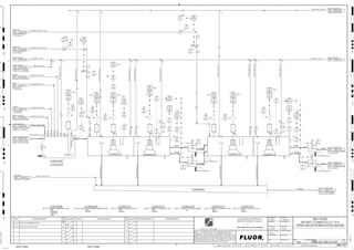 T1
T1
T1
T1
T1
T1
T1
VENDOR
VENDOR
3510
00787
XA
3510
00787
II
3510
00787
HS
3510
00705
AE
3510
00705
AIT
3510
00782
HS
3510
00703
AIT
3510
00783
II
3510
00703
AE
3510
00701
LE
3510
00702
LE
3510
00781
HS
3510
00702
LT
3510
00701
LIT
3510
00783
XA
3510
00783
HS
3510
00702
LI
3510
00782
XA FAULT
3510
00782
II
3510
00703
AI
3510
00781
XA FAULT
3510
00781
II
3510
00701
LIC
3510
00714
FIC
3510
00714
FIT
3510
00704
FIT
3510
00704
FIC
3510
00785
XA FAULT
3510
00785
II
3510
00785
HS
3510
00713
AIT
3510
00713
AI
3510
00713
AE
3510
00784
XA FAULT
3510
00711
LE
3510
00784
II
3510
00712
LE
3510
00784
HS
3510
00712
LT
3510
00711
LIT
3510
00711
LIC
3510
00712
LI
3510
00786
HS
3510
00786
XA
3510
00786
II
3510
00705
AI
MIN.
MIN.
SPENT PROCESS GAS
EQUALIZATION HEADER
2492 3500-25J-011
PROCESS WATER
2493 3500-25J-011
MO 1ST CLEANER CONC.
MO 1ST CLEANER LAUNDER,
C2-3510-LA-615 CONTINUES
2494 3500-25J-011
MO 2ND CLEANER TAILING
MO 2ND CLEANER TAILING
PUMPS, C2-3510-PP-624/625
2485 3500-25J-016
MOLY COLLECTOR
INJECTOR, C2-3510-ZM-640
2486 3500-25J-034
NAHS
INJECTOR NO.2,
C2-3510-ZM-664
2487 3500-25J-037
MO 1ST CLEANER TAIL.
MO 1ST CLEANER FLOTATION
CELL NO.5 & NO.6
2489 3500-25J-011
MO 1ST CLEANER TAIL.
MO 1ST CLEANER FLOTATION
CELL NO.5 & NO.6
2490 3500-25J-011
NA2SIO3
INJECTOR, C2-3510-ZM-644
2810 3500-25J-032
NITROGEN
NITROGEN VAPORIZER,
C2-3510-ZM-528
2850 3500-25J-041
NITROGEN
NITROGEN VAPORIZER,
C2-3510-ZM-528
2848 3500-25J-041
MO ROUGHER CONC.
ROUGHER FLOTATION CONC.
SAMPLER, C2-3510-SA-612
1886 3500-25J-006
CO2 GAS
CO2 VAPORIZER,
C2-3510-ZM-527
3341 3500-25J-036
FAULT
J/SP
J/SP
J/SP
H, P2
L, P2
VENDOR
VENDOR
VENDOR
J/SP
J/SP
ORP
VENDOR
H, P2
L, P2
VENDOR
VENDOR
ORP
FAULT
J/SP
FAULT
J/SP
HH, P1
N9 N12
3510
00704
FV
+
3510
00714
FV
+
2"x1/2"
C2-3510-CF-713
C2-3510-CF-712
12"
12"
2"x1"
2"x1"
3510
00701 A
LV
+
3510
00701 B
LV
+
C2-3510-CF-711
2"x1/2"
C2-3510-TK-603
C2-3510-AG-603
C2-3510-LA-615
SIZE:
MATERIAL:
CAPACITY:
TRIM:
C2-3510-TK-603
MO 1ST CLEANER CONDITIONING TANK
SIZE:
MOTOR:
C2-3510-AG-603
MO 1ST CLEANER CONDITIONING TANK AGITATOR
SIZE:
MOTOR:
C2-3510-CF-711
MO 1ST CLEANER FLOTATION CELL NO. 1
SIZE:
MOTOR:
C2-3510-CF-712
MO 1ST CLEANER FLOTATION CELL NO. 2
SIZE:
MOTOR:
C2-3510-CF-713
MO 1ST CLEANER FLOTATION CELL NO. 3
SIZE:
MOTOR:
C2-3510-CF-714
MO 1ST CLEANER FLOTATION CELL NO. 4
SIZE:
C2-3510-LA-615
MO 1ST CLEANER FLOTATION LAUNDER
ES
AG
KM
LT
ISSUED FOR CLIENT REVIEW
22-Dec-11
B
RP
ISSUED FOR COMBINED REVIEW
30-Jun-11
A
12/22/2011
K. MUNDY
A. GUNSON
A. REGNAULT
L. TAMELIN
12/22/2011
1:07:29
PM
WBS: 3510
B
PIPING AND INSTRUMENTATION DIAGRAM
MOLY PLANT
3500-25J-007
MO FIRST CLEANER CELLS 1 TO 4
3510-SL-1506-R1A-6"-N
3510-SL-1432-R1A-12"-N
3510-RC-1163-C1D-1"-N
3510-RS-1058-S1B-1"-N
3510-RS-1015-C1A-2"-N
3510-WR- -C1A-4"-N
3510-PG-1011-C1A-10"-N
3510-WR- -C1A-4"-N
N3
M1
N14
N4 N11 N10 N8 N6 N5
N7
12"
12"
3510
00711 A
LV
+
3510
00711 B
LV
+
2"x1"
C2-3510-CF-714
2"x1"
3510
00704
FE
+
ES
1-1/2"x1"
1-1/2"x1"
3510-N2G-1005-C1D-1-1/2"-N
3510-PG-1012-C1A-6"-N
3510-PG-1013-C1A-6"-N
3510
00714
FE
+
3510-N2G-1006-C1D-1-1/2"-N
3510-PG-1011-C1A-6"-N
ES
1-1/2"x1"
1-1/2"x1"
D
4
F
B
A
3
2
1 5 6 8
E
7
C
REV.
APPROVED
CHK.
DES.
REV. DATE REVISION DESCRIPTION
CLIENT
LEAD ENGINEER
SCALE DRAWING NUMBER
CHECK DESIGN CHECK DRAWING
DESIGNED BY DRAWN BY
APPROVAL DATE
APPROVAL DATE
APPROVED
CHK.
DES.
REV. DATE REVISION DESCRIPTION REFERENCE DRAWING No.
1:100
0
1:200
5m
10m
0
5m
10m
15m
20m
1:500
10m
0
20m
30m
40m
50m
1:1000
0
100m
50m
1:20
0
0.5m
1m
1.5m
2m
0
1:25
0.5m
1m
1.5m
1:33
1/3
2.5m
2m
0
1m
2m
3m
0
1:50
1m
2m
3m
4m
5m
CAD FILE NAME: P:0CAD000SPEM**
MODEL UPDATED:
DWG. FILE UPDATED:
MANUAL CHANGES MADE: YES NO YES NO YES NO
PROJECT MANAGER
ENGINEERING MANAGER
AREA PROJECTENGINEER
REFERENCE DRAWINGS
SAFETY SHARE:
APPROVAL DATE
CONTRACT
NO.
SAFETY SHARE :
BA6CVA1.IGR
NOTICE: THIS DRAWING HAS NOT BEEN PUBLISHED AND IS THE SOLE
PROPERTY OF FLUOR AND IS LENT TO THE BORROWER FOR THEIR
CONFIDENTIAL USE ONLY, AND IN CONSIDERATION OF THE LOAN OF THIS
DRAWING, THE BORROWER PROMISES AND AGREES TO RETURN IT UPON
REQUEST AND AGREES THAT IT WILL NOT BE REPRODUCED, COPIED LENT
OR OTHERWISE DISPOSED OF DIRECTLY OR INDIRECTLY, NOR USED FOR
ANY OTHER PURPOSE OTHER THAN WHICH IT IS FURNISHED.
NONE
Apr 2011
240K-C2-
3510
00707
AE
3510
00707
AIT
3510
00707
AI
3510
00708
AE
3510
00708
AIT
3510
00708
AI
ES
H, P2
H, P2
L, P2
H2S
PH
FC
FC
C
V
V
V
V
3510-WR-1321-C1A-4"-N
3510-PG-1002-CIA-2"-N
3510-WR-1825-C1A-2"-N
3510-WR-1826-C1A-2"-N
3510-WR-1827-C1A-2"-N
3510-WR-1828-C1A-2"-N
3510-WR-1829-C1A-2"-N
3510-WR-1830-C1A-2"-N
LAUNDER
3510-SL-1503-R1A-6"-N
3510-SL-1502-R1A-6"-N
3510-SL-1440-R1A-12"-N
3510-SL-1439-R1A-12"-N
3510-SL-1438-R1A-12"-N
3510-SL-1437-R1A-12"-N
3510-RC-1150-C1D-1"-N
3510-SL-1491-R1A-6"-N
3510-SL-1490-R1A-6"-N
DEFOAMER
INJECTOR, C2-3510-ZM-647
2882 3500-25J-033
PROCESS WATER
4221 3900-25J-016
CONC. CLARI. O/F
CLARIFIER O/F TRANSFER
PUMPS, C2-3610-PP-008/009
4140 3600-25J-004
3510-WR- -C1A-4"-N
 
