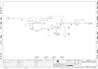 T1
T1
O/F
VENDOR
3510
03401
LI
3510
03401
LT 3510
03407
PI
3510
03482
XA
3510
03481
HS
J/SP
3510
03406
PDI
3510
03482
HS
J/SP
S
3510
03408
FIC
3510
03401
LI
HH, P1
H, P2
L, P2
3510
03404
XL
3910
03482
II
3510
03401
LE
3510
03403
LS
3510
03481
II
3510
03402
LAH
3510
03481
XA
3510
03402
LSH
FAULT
VENDOR
P2
FAULT
4"
N5
V
N10
4"x3"
3"
C2-3510-TK-665
N13
N12
1-1/2"x1"
V
3"
N8 3"
N11
1"x1"
AG
KM
LT
ISSUED FOR CLIENT REVIEW
22-Dec-11
B
NOT USED
A
12/22/2011
K. MUNDY
A. GUNSON
A. REGNAULT
L. TAMELIN
12/22/2011
2:51:03
PM
WBS: 3510
B
PIPING AND INSTRUMENTATION DIAGRAM
MOLY PLANT
3500-25J-034
MO COLLECTOR STORAGE AND DISTRIBUTION
V
4"
N3
V
V
V
N4
3510-RC-1164-C1D-1"-N
20"
C2-3510-PP-643
N1
V
3"
N2
3"
V
3"x1-1/2"
N9
3"
3"
3510-RC-1160-C1D-3"-N
C2-3510-PP-644
N6
V
V
3510
03405
PCV
+
3"
M1
N7
3"x1"
V
3"
3510
03404
XA
+
3"
V
V
V
3510- -1161-C1D-3"-N
24"
3510-RC-1163-C1D-1"-N
3510
03408
FE
+
D
4
F
B
A
3
2
1 5 6 8
E
7
C
REV.
APPROVED
CHK.
DES.
REV. DATE REVISION DESCRIPTION
CLIENT
LEAD ENGINEER
SCALE DRAWING NUMBER
CHECK DESIGN CHECK DRAWING
DESIGNED BY DRAWN BY
APPROVAL DATE
APPROVAL DATE
APPROVED
CHK.
DES.
REV. DATE REVISION DESCRIPTION REFERENCE DRAWING No.
1:100
0
1:200
5m
10m
0
5m
10m
15m
20m
1:500
10m
0
20m
30m
40m
50m
1:1000
0
100m
50m
1:20
0
0.5m
1m
1.5m
2m
0
1:25
0.5m
1m
1.5m
1:33
1/3
2.5m
2m
0
1m
2m
3m
0
1:50
1m
2m
3m
4m
5m
CAD FILE NAME: P:0CAD000SPEM**
MODEL UPDATED:
DWG. FILE UPDATED:
MANUAL CHANGES MADE: YES NO YES NO YES NO
PROJECT MANAGER
ENGINEERING MANAGER
AREA PROJECTENGINEER
REFERENCE DRAWINGS
SAFETY SHARE:
APPROVAL DATE
CONTRACT
NO.
SAFETY SHARE :
BA6CVA1.IGR
NOTICE: THIS DRAWING HAS NOT BEEN PUBLISHED AND IS THE SOLE
PROPERTY OF FLUOR AND IS LENT TO THE BORROWER FOR THEIR
CONFIDENTIAL USE ONLY, AND IN CONSIDERATION OF THE LOAN OF THIS
DRAWING, THE BORROWER PROMISES AND AGREES TO RETURN IT UPON
REQUEST AND AGREES THAT IT WILL NOT BE REPRODUCED, COPIED LENT
OR OTHERWISE DISPOSED OF DIRECTLY OR INDIRECTLY, NOR USED FOR
ANY OTHER PURPOSE OTHER THAN WHICH IT IS FURNISHED.
NONE
Apr 2011
240K-C2-
3510
03408
FI
V
V
V
VENDOR
SIZE:
MATERIAL:
CAPACITY:
TRIM:
C2-3510-TK-665
MOLY COLLECTOR TANK
SIZE:
MATERIAL:
MOTOR:
C2-3510-PP-644
MOLY COLLECTOR PUMP NO. 2
SIZE:
MATERIAL:
MOTOR:
C2-3510-PP-643
MOLY COLLECTOR PUMP NO. 1
SIZE:
MOTOR:
C2-3510-ZM-640
MO COLLECTOR INJECTOR
V
V
3510-RC-1162-C1D-1-1/2"-N
C2-3510-ZM-640
MO COLLECTOR
MO 1ST CLEANER COND.
TANK, C2-3510-TK-603
2486 3500-25J-007
 
