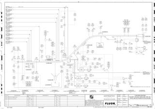 GEAR
REDUCER
GEAR
REDUCER
GEAR
REDUCER
K
F
G
T1
T5
3240
02531
LA
3240
02531
LSL
3240
02531
LE
M
3240
02518
FIT
3240
02518
FIC
3240
02542
LE
3240
02542
LSL
3240
02543
TI
3240
02541
VI
3240
02543
TE
3240
02541
VT
3240
02541
VE
3240
02542
LA
3240
02551
VI
3240
02551
VT
3240
02551
VE
3240
XA
3240
II
3240
HS
3240
02553
TI
3240
02553
TE
3240
02533
TI
3240
02533
TE
3240
H
TI
BRG
FRONT
H, P2
HH, P1
3240
02552
LE
3240
02552
LSL
3240
02552
LA
3240
H
TE
3240
G
TE
3240
G
TI
3240
02552
LA
3240
02552
LSL
3240
02552
LE
3240
02513 B
XE
3240
02513 A
XY
3240
02513
XIH
3240
02523
NS
3240
02523
NA
3240
02505
ZAHH
3240
02504
ZAHH
3240
02513 B
XY
3240
02513 A
XE
3240
02584
II
3240
02584
HS
J/SP
3240
02580
XA
3240
02510
WIT
3240
02582
XA
3240
02508
XA
3230
02502
HSA
P1 J-M
RHS
3240
02504
ZAHH
3240
02507
TI
RHS LHS
3240
02580
XA
3240
02505
ZAHH
3240
02515 A
LAH
P1
3240
02580
HS
J/SP
3240
02580
II
3240
02510
WE
3240
02521
SE
3240
02512 A
ZS
3240
02503 B
SI
3240
02510
WI
L, P2
3240
02512 A
ZA
P1
3240
02515 B
LE
3240
02502
HSA
3230
02508 B
XS
3240
02522
ZS
3240
02510
SE
3240
02504
ZSH
LHS
3240
02505
ZSH
RHS
3240
02504
ZA
3240
02512 C
ZS
3240
02501
HSS
LHS
3240
02505
ZSHH
3240
02503
SDI
3240
02503 A
ST
3240
02503 A
SI
3240
02512 B
ZS
3240
02504
ZSHH
3240
02501
HSA
P1
3240
02506
TE
3240
02515 A
LSH
3240
02582
HS
J/SP
3240
02581
HS
J/SP
3240
02515 A
LE
3240
02404
ZSH
3240
02503 B
SE
3240
02515 B
LAH
P1
3240
02505
ZSH
3240
02515 B
LSH
3240
02512 D
ZS
3240
02508 A
XS
3240
02505
ZSHH
3240
02582
II
3240
02501
HSS
3240
02505
ZA
A-C
RHS
3240
02507
TE
3240
02503 B
ST
3240
02581
II
3240
02512 B
ZA
P2
3240
02521
SS
3240
02505
ZAH
3240
02502
HSS
RHS
3240
02504
ZAH
3240
02503 A
SE
3240
02512 D
ZA
3240
02581
XA
FAULT
3240
02522
ZAHH
A-B
3230
02501
HSA
LHS
J-M
3240
02502
HSS
RHS
3240
02512 C
ZA
3240
02521
SA P1
3240
02504
ZSHH
3240
02522
ZSHH
3240
02522
ZAH
P1
P2
A-B
3240
02506
TI
WRIM
FRESH WATER
3442 5100-25J-014
C.O. SCREEN U/S
C.O. SCREEN NO. 2,
C2-3240-SC-012
1812 3200-25J-012
C.O. SCREEN U/S
C.O. SCREEN NO. 3,
C2-3240-SC-013
1813 3200-25J-013
C.O. SCREEN U/S
C.O. SCREEN NO. 4,
C2-3240-SC-014
1814 3200-25J-014
DUST
COARSE SCREEN DUST
COLLECTOR NO. 4,
3434 3200-25J-020
DUST
COARSE SCREEN DUST
COLLECTOR NO. 3,
3435 3200-25J-020
DUST
COARSE SCREEN DUST
COLLECTOR NO. 2,
3436 3200-25J-020
DUST
COARSE SCREEN DUST
COLLECTOR NO. 1,
3437 3200-25J-020
C.O. SCREEN U/S
C.O. SCREEN NO. 1,
C2-3240-SC-011
1364 3200-25J-011
BALL MILL SCREEN O/S
BALL MILL SCREEN O/S
CONVEYOR NO. 1,
1307 3300-25J-020
BELT WASH
COOLING WATER RETURN
PUMPBOX, C2-3230-BX-030
3252 3200-25J-079
HPGR FEED
HPGR FEED SURGE BIN NO. 1,
C2-3230-BN-031
1816 3200-25J-048
H, P2
HH,P1
L, P2
H, P2
HH,P1
L, P2
H, P2
HH,P1
L, P2
FAULT
A TO ?
BRG
REAR
BRG
FRONT
J/SP
H, P2
HH,P1
H, P2
HH,P1
BRG
REAR
H, P2
HH, P1
AFD
H, P2
HH,P1
SAFETY
INTERLOCKS
H
J
E D
C
C2-3240-DC-234
C2-3240-DC-233
C2-3240-DC-232
C2-3240-DC-231
C2-3310-CV-019
P1
P1
LHS
RHS
P2
FAULT
WRIM
WRIM
A TO N
A-H
RHS
TEAR
H, P1
HH, P1
H, P2
J-M
A-C
P2
LHS
OVER
TRAVEL
HYDRAULIC
RAIL CLAMP
FAULT
A,B
LHS
RHS
END
TRAVEL
LHS
D,E
P1
HH, P1
H, P2
P1
P2
END
TRAVEL
VENDOR
D, E
NOTE 1
NOTES:
1. IN INSTRUMENT NUMBERING SOFFIXES, LETTER "I" AND "O" ARE NOT USED.
A-K
A-H
A-K
NOTE 1
A-K A-K
HH, P1
H, P2
LHS
B
NOTE 1
A
RHS D,E
A-C
HH, P1
H, P2
FAULT
LHS
A-H
P2
P1
A-H
LHS
D,E
RHS
OVER
TRAVEL
P1
P2
P2
J-M
SENSOR
GUARD
A-C
A-B
A-B
C2-3240-BN-019
3240
02511
XA
+
C2-3240-DV-041
CV-031 SHUTTLE HEAD
ES
3240-WF-1236-C1A-2"-N
ES
ES
C2-3240-SL-006
V
V
SIZE:
C2-3240-MD-015
CV-031 METAL DETECTOR
ES
C2-3240-MD-015
V
V V
C2-3240-ST-085
AG
KM
LT
ISSUED FOR CLIENT REVIEW
23-Dec-11
B
RP
ISSUED FOR COMBINED REVIEW
23-Jun-11
A
12/23/2011
K.MUNDY
A. GUNSON
T. OH
L. TAMELIN
1/3/2012
1:24:24
PM
WBS: 3240
B
PIPING AND INSTRUMENTATION DIAGRAM
SCREENING BUILDING
3200-25J-025
TERTIARY CRUSHER SURGE BIN CONV. NO. 1
T4
C2-3240-CV-031
T4
C2-3240-ST-087
C2-3240-ZM-231
C2-3240-MA-013
T4
SIZE:
C2-3240-ST-087
CV-031 CONVEYOR HEAD CHUTE
3240
XA
+
C2-3240-ZE-018
C2-3240-ZE-018
CV-031 SENSOR GUARD BELT RIP DETECTOR
ES
V
3240-WF-1234-C1A-2"-N
3240-WF- -C1A-3"-N
V
SIZE:
C2-3240-MA-013
CV-031 SELF CLEANING MAGNET
ES
V
V
ES
SIZE:
C2-3240-SL-006
CV-031 BELT SCALE
ES
V
SIZE:
C2-3240-ST-085
CV-031 TRAMP METAL CHUTE
V
V
V
SIZE: 2438 mm X 460 m L
MATERIAL:
MOTOR: 2238.00 kW
C2-3240-CV-031
TERTIARY CRUSHER SURGE BIN FEED CONVEYOR NO. 1
V
SIZE:
MATERIAL:
CAPACITY:
TRIM:
C2-3240-BN-019
CV-031 TRAMP METAL BIN
V
V
V
V
V
C2-3240-ZM-231
HYDRAULIC RAIL CLAMP
V
V
V
3240
02518
FV
+
V
V V
ES
V V
V
V
3"x2"
3240
02518
FE
+
C2-3240-ZM-019
SIZE:
C2-3240-ZM-019
CV-031 BELT CLEANER STATION
D
4
F
B
A
3
2
1 5 6 8
E
7
C
REV.
APPROVED
CHK.
DES.
REV. DATE REVISION DESCRIPTION
CLIENT
LEAD ENGINEER
SCALE DRAWING NUMBER
CHECK DESIGN CHECK DRAWING
DESIGNED BY DRAWN BY
APPROVAL DATE
APPROVAL DATE
APPROVED
CHK.
DES.
REV. DATE REVISION DESCRIPTION REFERENCE DRAWING No.
1:100
0
1:200
5m
10m
0
5m
10m
15m
20m
1:500
10m
0
20m
30m
40m
50m
1:1000
0
100m
50m
1:20
0
0.5m
1m
1.5m
2m
0
1:25
0.5m
1m
1.5m
1:33
1/3
2.5m
2m
0
1m
2m
3m
0
1:50
1m
2m
3m
4m
5m
CAD FILE NAME: P:0CAD000SPEM**
MODEL UPDATED:
DWG. FILE UPDATED:
MANUAL CHANGES MADE: YES NO YES NO YES NO
PROJECT MANAGER
ENGINEERING MANAGER
AREA PROJECTENGINEER
REFERENCE DRAWINGS
SAFETY SHARE:
APPROVAL DATE
CONTRACT
NO.
SAFETY SHARE :
BA6CVA1.IGR
NOTICE: THIS DRAWING HAS NOT BEEN PUBLISHED AND IS THE SOLE
PROPERTY OF FLUOR AND IS LENT TO THE BORROWER FOR THEIR
CONFIDENTIAL USE ONLY, AND IN CONSIDERATION OF THE LOAN OF THIS
DRAWING, THE BORROWER PROMISES AND AGREES TO RETURN IT UPON
REQUEST AND AGREES THAT IT WILL NOT BE REPRODUCED, COPIED LENT
OR OTHERWISE DISPOSED OF DIRECTLY OR INDIRECTLY, NOR USED FOR
ANY OTHER PURPOSE OTHER THAN WHICH IT IS FURNISHED.
NONE
Apr 2011
240K-C2-
 