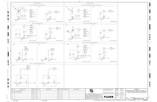 D
4
F
B
A
3
2
1 5 6 8
E
7
C
REV.
APPROVED
CHK.
DES.
REV. DATE REVISION DESCRIPTION
CLIENT
LEAD ENGINEER
SCALE DRAWING NUMBER
CHECK DESIGN CHECK DRAWING
DESIGNED BY DRAWN BY
APPROVAL DATE
APPROVAL DATE
APPROVED
CHK.
DES.
REV. DATE REVISION DESCRIPTION REFERENCE DRAWING No.
1:100
0
1:200
5m
10m
0
5m
10m
15m
20m
1:500
10m
0
20m
30m
40m
50m
1:1000
0
100m
50m
1:20
0
0.5m
1m
1.5m
2m
0
1:25
0.5m
1m
1.5m
1:33
1/3
2.5m
2m
0
1m
2m
3m
0
1:50
1m
2m
3m
4m
5m
CAD FILE NAME: P:0CAD000SPEM**
MODEL UPDATED:
DWG. FILE UPDATED:
MANUAL CHANGES MADE: YES NO YES NO YES NO
PROJECT MANAGER
ENGINEERING MANAGER
AREA PROJECT ENGINEER
REFERENCE DRAWINGS
SAFETY SHARE:
APPROVAL DATE
CONTRACT
NO.
SAFETY SHARE :
BA6CVA1.IGR
NOTICE: THIS DRAWING HAS NOT BEEN PUBLISHED AND IS THE SOLE
PROPERTY OF FLUOR AND IS LENT TO THE BORROWER FOR THEIR
CONFIDENTIAL USE ONLY, AND IN CONSIDERATION OF THE LOAN OF THIS
DRAWING, THE BORROWER PROMISES AND AGREES TO RETURN IT UPON
REQUEST AND AGREES THAT IT WILL NOT BE REPRODUCED, COPIED LENT
OR OTHERWISE DISPOSED OF DIRECTLY OR INDIRECTLY, NOR USED FOR
ANY OTHER PURPOSE OTHER THAN WHICH IT IS FURNISHED.
NONE
Apr 2011
240K-C2-
ACTUAL P&ID
TYPICAL # 7 - ON/OFF VALVE DOUBLE ACTING (DUAL CONTROL) - V1
AUTOMATED VALVE LEGEND
0000
XV
+
VENT
S
S
0000
ZSO
0000
ZSC
0000
XS
0000
XA
0000
ZIC
0000
ZIO
V1
TYPICAL # 10 - ON/OFF MOTORIZED VALVE - V3
M
M
0000
XV
+
0000
XV
+
0000
HY
0000
B
HS
0000
ZS
0000
ZSC
0000
ZSO
OP/CL
MISMATCH
VALVE CLOSED
VALVE OPEN
0000
HS
0000
XA
0000
ZI
0000
XI
OP/CL
MISMATCH
OP/CL
L/R
OP/CL
OP/CL
L/R
0000
XA MISMATCH
OP/CL
P&ID
ACTUAL
TYPICAL # 11 - FLOW CONTROL WITH MAGNETIC FLOW METER AND VALVE - T11
M M
0000
FE
+
0000
FV
+
0000
FE
+
0000
FV
+
0000
FIT
0000
FIT
0000
FIC
0000
FIC
0000
FQI
P&ID
ACTUAL
HH, P1
H, P2
L, P2
LL, P1
D
P
TYPICAL # 12 - FLOW CONTROL WITH REAGENT EJECTOR - T12
0000
FE
+
0000
FE
+
0000
FIC
0000
FIC
0000
FI
0000
FQI
0000
FQI
H, P2
L, P2
P&ID
ACTUAL
0000
XV
+
AG
KM
LT
ISSUED FOR CLIENT REVIEW
15-Dec-11
B
RP
ISSUED FOR COMBINED REVIEW
08-Jul-11
A
12/15/2011
K. MUNDY
A.J. GUNSON
T. OH
L. TAMELIN
12/15/2011
3:33:44
PM
WBS: 0000
B
PIPING AND INSTRUMENTATION DIAGRAM
GENERAL
0000-25J-005
MOTOR AND VALVE CONTROL SCHEME 2 OF 2
ES
ES
ES
AI
ES
ES
ES
0000
XA MISMATCH
0000
ZS
OP/CL
0000
FY
S
0000
XYO
+
0000
XYC
+
KNIFE GATE VALVE SHOWN
KNIFE GATE VALVE SHOWN
0000
A
HS
0000
B
HS
0000
ZL
OP/CL L/R
OP/CL/FAULT
KNIFE GATE VALVE SHOWN
V3
KNIFE GATE VALVE SHOWN
HH, P1
H, P2
L, P2
LL, P1
H, P2
L, P2
V
V
S
V
V
V
V
AUTOMATED VALVE LEGEND
E/H
0000
XV
+
0000
HY
0000
ZSC
0000
ZSO
0000
HS
0000
XA
0000
ZI
0000
XI
OP/CL
MISMATCH
OP/CL
L/R
OP/CL
ACTUAL
ES 0000
A
HS
0000
B
HS
0000
ZL
OP/CL L/R
OP/CL/FAULT
KNIFE GATE VALVE SHOWN
E/H
0000
XV
+
0000
B
HS
0000
ZS
OP/CL
L/R
0000
XA MISMATCH
OP/CL
P&ID
ES
V5
KNIFE GATE VALVE SHOWN
TYPICAL # 15 - ON/OFF VALVE ELECTRO-HYDRAULIC CONTROL - V5
VENT
0000
ZSO
0000
ZSC
0000
XS
0000
XA
0000
ZIC
0000
ZIO
OP/CL
MISMATCH
VALVE CLOSED
VALVE OPEN
0000
XV
+
AI
KNIFE GATE VALVE SHOWN
0000
XV
+
V2
0000
XA MISMATCH
0000
ZS
KNIFE GATE VALVE SHOWN
ACTUAL P&ID
S
0000
XY
+
0000
XV
+
V4
0000
XA MISMATCH
0000
ZS
KNIFE GATE VALVE SHOWN
P&ID
S
0000
ZSO
0000
ZSC
0000
XS
0000
XA
0000
ZIC
0000
ZIO
OP/CL
MISMATCH
VALVE CLOSED
VALVE OPEN
0000
XV
+
KNIFE GATE VALVE SHOWN
HYDRAULIC
RETURN
TYPICAL # 14 - ON/OFF VALVE HYDRAULIC CONTROL - V4
TYPICAL # 13 - ON/OFF VALVE SPRING RETURN SINGLE ACTING(SINGLE CONTROL) - V2
ACTUAL
H
H, P2
L, P2
HS
AI
 