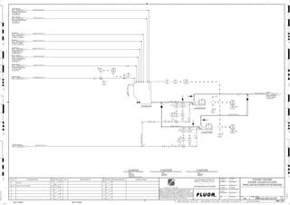 D
4
F
B
A
3
2
1 5 6 8
E
7
C
REV.
APPROVED
CHK.
DES.
REV. DATE REVISION DESCRIPTION
CLIENT
LEAD ENGINEER
SCALE DRAWING NUMBER
CHECK DESIGN CHECK DRAWING
DESIGNED BY DRAWN BY
APPROVAL DATE
APPROVAL DATE
APPROVED
CHK.
DES.
REV. DATE REVISION DESCRIPTION REFERENCE DRAWING No.
1:100
0
1:200
5m
10m
0
5m
10m
15m
20m
1:500
10m
0
20m
30m
40m
50m
1:1000
0
100m
50m
1:20
0
0.5m
1m
1.5m
2m
0
1:25
0.5m
1m
1.5m
1:33
1/3
2.5m
2m
0
1m
2m
3m
0
1:50
1m
2m
3m
4m
5m
CAD FILE NAME: P:0CAD000SPEM**
MODEL UPDATED:
DWG. FILE UPDATED:
MANUAL CHANGES MADE: YES NO YES NO YES NO
PROJECT MANAGER
ENGINEERING MANAGER
AREA PROJECTENGINEER
REFERENCE DRAWINGS
SAFETY SHARE:
APPROVAL DATE
CONTRACT
NO.
SAFETY SHARE :
BA6CVA1.IGR
NOTICE: THIS DRAWING HAS NOT BEEN PUBLISHED AND IS THE SOLE
PROPERTY OF FLUOR AND IS LENT TO THE BORROWER FOR THEIR
CONFIDENTIAL USE ONLY, AND IN CONSIDERATION OF THE LOAN OF THIS
DRAWING, THE BORROWER PROMISES AND AGREES TO RETURN IT UPON
REQUEST AND AGREES THAT IT WILL NOT BE REPRODUCED, COPIED LENT
OR OTHERWISE DISPOSED OF DIRECTLY OR INDIRECTLY, NOR USED FOR
ANY OTHER PURPOSE OTHER THAN WHICH IT IS FURNISHED.
NONE
Apr 2011
240K-C2-
AG
KM
LT
ISSUED FOR CLIENT REVIEW
23-Dec-11
B
NOT USED
A
12/23/2011
K. MUNDY
A. GUNSON
T. OH
L. TAMELIN
1/3/2012
3:04:11
PM
WBS: 3230
B
PIPING AND INSTRUMENTATION DIAGRAM
TERTIARY CRUSHING
3200-25J-079
TERTIARY CRUSHER EFFLUENT
T3
AFD
T3
3230
07914
FI
3230
07915
PI L, P2
3230
07984
XA
3230
07902
LIC
3230
07984
HS
3230
07904
FI
3230
07902
LE
3230
07905
PI
3230
07914
FIT
3230
07985
XA
3230
07902
LIT
3230
07985
HS
M
M
3230
07984
II
3230
07904
FIT
3230
07901
FIT
3230
07901
FIC
M
3230
07915
PIT
3230
07985
II
3230
07905
PIT
L, P2
LL, P1 L, P2
L, P2
LL, P1
FAULT
AFD
J/SP
J/SP
FAULT
C2-3230-PP-059A
C2-3230-BX-030
SIZE:
MATERIAL:
MOTOR:
C2-3230-PP-059A
TERTIARY CRUSHING COOLING WATER RETURN PUMP NO.2
3"x2"
3"x2"
3230
07904
FE
+
2"x1-1/4"
2"x1-1/4"
SIZE:
MATERIAL:
CAPACITY:
TRIM:3230-SL-1010-C1B
C2-3230-BX-030
COOLING WATER RETURN PUMPBOX
C2-3230-PP-029A
3"x2"
3230
07914
FE
+
3230
07901
FV
+
3230
07901
FE
+
3"x2"
SIZE:
MATERIAL:
MOTOR:
C2-3230-PP-029A
TERTIARY CRUSHING COOLING WATER RETURN PUMP NO.1
ES
ES
ES
PROCESS WATER
3481 3900-25J-014
GLAND SEAL WATER
3479 3900-25J-023
C2-3230-PP-042
3230-SL-1014-C1B-6"-N
3230-WG-1033-C1A-2"-N
3230-WR-2007-C1A-3"-N
3230-SL-1013-C1A-6"-N
3230-WG-1031-C1A-2"-N
3230-SL-1790-C1B- -N
3230-SL-1791-C1B- -N
3230-SL-1788-C1B- -N
3230-SL-1789-C1B- -N
C2-3220-PP-032
C2-3240-BX-023
SLURRY
COARSE SCREENING
EFFLUENT PUMPBOX,
3672 3200-25J-019
SUMP CONTENTS
TERTIARY CRUSHING AREA
SUMP PUMP NORTH,
3671 3200-25J-049
C2-3230-PP-044
SUMP CONTENTS
SECONDARY CRUSHING AREA
SUM PUMP EAST,
1823 3200-25J-045
SUMP CONTENTS
SECONDARY CRUSHING AREA
SUMP PUMP WEST,
3647 3200-25J-046
C2-3220-PP-033
BELT WASH
CV-031 BELT CLEANER
STATION, C2-3240-ZM-019
3252 3200-25J-025
BELT WASH
CV-041 BELT CLEANER
STATION, C2-3240-ZM-029
3249 3200-25J-026
FRESH WATER
CRUSHING AREA HEAT
EXCHANGER NO.1 TO 3,
4003 3200-25J-082
C2-3230-773/774/775
3200-WF-1456-C1A-10"-N
3230-WF-1234-C1A-2"-N
3230-WF-1235-C1A-2"-N
3230-SL-1011-C1B-6"-N
3230-SL-1012-C1B-6"-N
3230-SL-
-C1B-
-N
SUMP CONTENTS
TERTIARY CRUSHING AREA
SUMP PUMP SOUTH,
2050 3200-25J-057
 