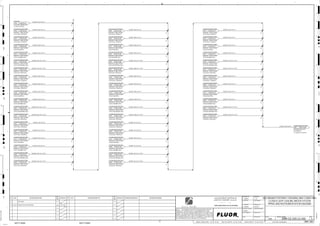 D
4
F
B
A
3
2
1 5 6 8
E
7
C
REV.
APPROVED
CHK.
DES.
REV. DATE REVISION DESCRIPTION
CLIENT
LEAD ENGINEER
SCALE DRAWING NUMBER
CHECK DESIGN CHECK DRAWING
DESIGNED BY DRAWN BY
APPROVAL DATE
APPROVAL DATE
APPROVED
CHK.
DES.
REV. DATE REVISION DESCRIPTION REFERENCE DRAWING No.
1:100
0
1:200
5m
10m
0
5m
10m
15m
20m
1:500
10m
0
20m
30m
40m
50m
1:1000
0
100m
50m
1:20
0
0.5m
1m
1.5m
2m
0
1:25
0.5m
1m
1.5m
1:33
1/3
2.5m
2m
0
1m
2m
3m
0
1:50
1m
2m
3m
4m
5m
CAD FILE NAME: P:0CAD000SPEM**
MODEL UPDATED:
DWG. FILE UPDATED:
MANUAL CHANGES MADE: YES NO YES NO YES NO
PROJECT MANAGER
ENGINEERING MANAGER
AREA PROJECTENGINEER
REFERENCE DRAWINGS
SAFETY SHARE:
APPROVAL DATE
CONTRACT
NO.
SAFETY SHARE :
BA6CVA1.IGR
NOTICE: THIS DRAWING HAS NOT BEEN PUBLISHED AND IS THE SOLE
PROPERTY OF FLUOR AND IS LENT TO THE BORROWER FOR THEIR
CONFIDENTIAL USE ONLY, AND IN CONSIDERATION OF THE LOAN OF THIS
DRAWING, THE BORROWER PROMISES AND AGREES TO RETURN IT UPON
REQUEST AND AGREES THAT IT WILL NOT BE REPRODUCED, COPIED LENT
OR OTHERWISE DISPOSED OF DIRECTLY OR INDIRECTLY, NOR USED FOR
ANY OTHER PURPOSE OTHER THAN WHICH IT IS FURNISHED.
NONE
Apr 2011
240K-C2-
AG
KM
LT
ISSUED FOR CLIENT REVIEW
25-Jan-12
B
NOT USED
A
1/25/2012
K. MUNDY
A. GUNSON
T. OH
L. TAMELIN
1/25/2012
9:19:34
AM
WBS: 3200
B
PIPING AND INSTRUMENTATION DIAGRAM
SECONDARY/TERTIARY CRUSHING AND CONVEYING
3200-25J-084
CLOSED LOOP COOLING WATER SYSTEM
COOLING WATER RETURN
HPGR NO. 1 LUBE SYSTEM
CR-015 FIXED ROLL
3078 3200-25J-065
COOLING WATER RETURN
HPGR NO. 2 LUBE SYSTEM
CR-016 FIXED ROLL
3108 3200-25J-066
COOLING WATER RETURN
HPGR NO. 3 LUBE SYSTEM
CR-017 FIXED ROLL
3111 3200-25J-067
COOLING WATER RETURN
HPGR NO. 4 LUBE SYSTEM
CR-018 FIXED ROLL
3114 3200-25J-068
COOLING WATER RETURN
HPGR NO. 5 LUBE SYSTEM
CR-025 FIXED ROLL
3118 3200-25J-069
COOLING WATER RETURN
HPGR NO. 6 LUBE SYSTEM
CR-026 FIXED ROLL
3121 3200-25J-070
COOLING WATER RETURN
HPGR NO. 7 LUBE SYSTEM
CR-027 FIXED ROLL
3124 3200-25J-071
COOLING WATER RETURN
HPGR NO. 8 LUBE SYSTEM
CR-028 FIXED ROLL
3127 3200-25J-072
PLANT AIR
PLANT AIR COMPRESSOR,
C2-3220-CO-021/022
3425 3200-25J-017
COOLING WATER RETURN
CRUSHING AREA HEAT
EXCHANGERS,
4005 3200-25J-082
COOLING WATER RETURN
HPGR NO. 1 LUBE SYSTEM
CR-015 ROLL CONTROLS
4012 3200-25J-065
COOLING WATER RETURN
HPGR NO. 1 LUBE SYSTEM
CR-015 MOVABLE ROLL
4013 3200-25J-065
COOLING WATER RETURN
HPGR NO. 1 LUBE SYSTEM
CR-015 AFD MOVABLE ROLL
4014 3200-25J-065
COOLING WATER RETURN
HPGR NO. 1 LUBE SYSTEM
CR-015 AFD FIXED ROLL
4015 3200-25J-065
COOLING WATER RETURN
HPGR NO. 1 LUBE SYSTEM
CR-015 ROLL CONTROLS
4016 3200-25J-065
COOLING WATER RETURN
HPGR NO. 2 LUBE SYSTEM
CR-016 ROLL CONTROLS
4023 3200-25J-066
COOLING WATER RETURN
HPGR NO. 2 LUBE SYSTEM
CR-016 AFD FIXED ROLL
4024 3200-25J-066
COOLING WATER RETURN
HPGR NO. 2 LUBE SYSTEM
CR-016 AFD MOVABLE ROLL
4025 3200-25J-066
COOLING WATER RETURN
HPGR NO. 2 LUBE SYSTEM
CR-016 MOVABLE ROLL
4026 3200-25J-066
COOLING WATER RETURN
HPGR NO. 2 LUBE SYSTEM
CR-016 ROLL CONTROLS
4028 3200-25J-066
COOLING WATER RETURN
HPGR NO. 3 LUBE SYSTEM
CR-017 AFD FIXED ROLL
4030 3200-25J-067
COOLING WATER RETURN
HPGR NO. 3 LUBE SYSTEM
CR-017 AFD MOVABLE ROLL
4034 3200-25J-067
COOLING WATER RETURN
HPGR NO. 3 LUBE SYSTEM
CR-017 ROLL CONTROLS
4035 3200-25J-067
COOLING WATER RETURN
HPGR NO. 3 LUBE SYSTEM
CR-017 ROLL CONTROLS
4037 3200-25J-067
COOLING WATER RETURN
HPGR NO. 3 LUBE SYSTEM
CR-017 MOVABLE ROLL
4038 3200-25J-067
COOLING WATER RETURN
HPGR NO. 4 LUBE SYSTEM
CR-018 MOVABLE ROLL
4039 3200-25J-068
COOLING WATER RETURN
HPGR NO. 4 LUBE SYSTEM
CR-018 ROLL CONTROLS
4040 3200-25J-068
COOLING WATER RETURN
HPGR NO. 4 LUBE SYSTEM
CR-018 AFD FIXED ROLL
4044 3200-25J-068
COOLING WATER RETURN
HPGR NO. 4 LUBE SYSTEM
CR-018 AFD MOVABLE ROLL
4045 3200-25J-068
COOLING WATER RETURN
HPGR NO. 4 LUBE SYSTEM
CR-018 ROLL CONTROLS
4048 3200-25J-068
COOLING WATER RETURN
HPGR NO. 5 LUBE SYSTEM
CR-025 ROLL CONTROLS
4052 3200-25J-069
COOLING WATER RETURN
HPGR NO. 5 LUBE SYSTEM
CR-025 AFD MOVABLE ROLL
4053 3200-25J-069
COOLING WATER RETURN
HPGR NO. 5 LUBE SYSTEM
CR-025 ROLL CONTROLS
4054 3200-25J-069
COOLING WATER RETURN
HPGR NO. 5 LUBE SYSTEM
CR-025 AFD FIXED ROLL
4057 3200-25J-069
COOLING WATER RETURN
HPGR NO. 5 LUBE SYSTEM
CR-025 MOVABLE ROLL
4058 3200-25J-069
COOLING WATER RETURN
HPGR NO. 6 LUBE SYSTEM
CR-026 ROLL CONTROLS
4059 3200-25J-070
COOLING WATER RETURN
HPGR NO. 6 LUBE SYSTEM
CR-026 MOVABLE ROLL
4060 3200-25J-070
COOLING WATER RETURN
HPGR NO. 6 LUBE SYSTEM
CR-026 AFD FIXED ROLL
4064 3200-25J-070
COOLING WATER RETURN
HPGR NO. 6 LUBE SYSTEM
CR-026 ROLL CONTROLS
4065 3200-25J-070
COOLING WATER RETURN
HPGR NO. 6 LUBE SYSTEM
CR-026 AFD MOVABLE ROLL
4067 3200-25J-070
COOLING WATER RETURN
HPGR NO. 7 LUBE SYSTEM
CR-027 AFD FIXED ROLL
4071 3200-25J-071
COOLING WATER RETURN
HPGR NO. 7 LUBE SYSTEM
CR-027 MOVABLE ROLL
4072 3200-25J-071
COOLING WATER RETURN
HPGR NO. 7 LUBE SYSTEM
CR-027 ROLL CONTROLS
4074 3200-25J-071
COOLING WATER RETURN
HPGR NO. 7 LUBE SYSTEM
CR-027 ROLL CONTROLS
4077 3200-25J-071
COOLING WATER RETURN
HPGR NO. 7 LUBE SYSTEM
CR-027 AFD MOVABLE ROLL
4078 3200-25J-071
COOLING WATER RETURN
HPGR NO. 8 LUBE SYSTEM
CR-028 ROLL CONTROLS
4082 3200-25J-072
COOLING WATER RETURN
HPGR NO. 8 LUBE SYSTEM
CR-028 AFD FIXED ROLL
4083 3200-25J-072
COOLING WATER RETURN
HPGR NO. 8 LUBE SYSTEM
CR-028 AFD MOVABLE ROLL
4084 3200-25J-072
COOLING WATER RETURN
HPGR NO. 8 LUBE SYSTEM
CR-028 MOVABLE ROLL
4085 3200-25J-072
COOLING WATER RETURN
HPGR NO. 8 LUBE SYSTEM
CR-028 ROLL CONTROLS
4088 3200-25J-072
3230-WF-1303-C1A-1-1/2"-N
3230-WF-1302-C1A-2"-N
3230-WF-1290-C1A-2"-N
3230-WF-1291-C1A-1-1/2"-N
3230-WF-1288-C1A-1-1/2"-N
3230-WF-1289-C1A-2"-N
3230-WF-1287-C1A-2"-N
3230-WF-1275-C1A-2"-N
3230-WF-1278-C1A-2"-N
3230-WF-1277-C1A-2"-N
3230-WF-1279-C1A-1-1/2"-N
3230-WF-1276-C1A-1-1/2"-N
3230-WF-1266-C1A-2"-N
3230-WF-1263-C1A-2"-N
3230-WF-1267-C1A-1-1/2"-N
3230-WF-1337-C1A-2"-N
3230-WF-1335-C1A-2"-N
3230-WF-1264-C1A-1-1/2"-N
3230-WF-1265-C1A-2"-N
3230-WF-1254-C1A-2"-N
3230-WF-1252-C1A-1-1/2"-N
3230-WF-1255-C1A-1-1/2"-N
3230-WF-1251-C1A-2"-N
3230-WF-1253-C1A-2"-N
3230-WF-1649-C1A-6"-N
3230-WF-1324-C1A-1-1/2"-N
3230-WF-1323-C1A-2"-N
3230-WF-1325-C1A-2"-N
3230-WF-1326-C1A-2"-N
3230-WF-1327-C1A-1-1/2"-N
3230-WF-1338-C1A-2"-N
3230-WF-1336-C1A-1-1/2"-N
3230-WF-1339-C1A-1-1/2"-N
3230-WF-1334-C1A-2"-N
3230-WF-1322-C1A-2"-N
3230-WF-1310-C1A-2"-N
3230-WF-1298-C1A-2"-N
3230-WF-1286-C1A-2"-N
3230-WF-1274-C1A-2"-N
3230-WF-1262-C1A-2"-N
3230-WF-1250-C1A-2"-N
3230-WF-1301-C1A-2"-N
3230-WF-1300-C1A-1-1/2"-N
3230-WF-1299-C1A-2"-N
3230-WF-1314-C1A-2"-N
3230-WF-1311-C1A-2"-N
3230-WF-1312-C1A-1-1/2"-N
3230-WF-1313-C1A-2"-N
3230-WF-1315-C1A-1-1/2"-N
3220-WF-1232-C1A-4"-N
C2-3230-HX-773/774/775
 