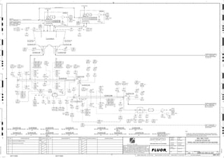 PLANT AIR
1504 3900-25J-022
TERTIARY CRUSHER
HPGR PRODUCT CONVEYOR
NO. 1, C2-3230-CV-018
1506 3300-25J-004
TERTIARY CRUSHER
BALL MILL SCREEN FEEDER,
C2-3310-FE-302
1516 3300-25J-008
TERTIARY CRUSHER
BALL MILL SCREEN FEED
BOX, C2-3310-BX-307
1518 3300-25J-009
WATER RATIO CONTROLLER,
3310-FFFIC-09901
1519 3300-25J-009
D
4
F
B
A
3
2
1 5 6 8
E
7
C
REV.
APPROVED
CHK.
DES.
REV. DATE REVISION DESCRIPTION
CLIENT
LEAD ENGINEER
SCALE DRAWING NUMBER
CHECK DESIGN CHECK DRAWING
DESIGNED BY DRAWN BY
APPROVAL DATE
APPROVAL DATE
APPROVED
CHK.
DES.
REV. DATE REVISION DESCRIPTION REFERENCE DRAWING No.
1:100
0
1:200
5m
10m
0
5m
10m
15m
20m
1:500
10m
0
20m
30m
40m
50m
1:1000
0
100m
50m
1:20
0
0.5m
1m
1.5m
2m
0
1:25
0.5m
1m
1.5m
1:33
1/3
2.5m
2m
0
1m
2m
3m
0
1:50
1m
2m
3m
4m
5m
CAD FILE NAME: P:0CAD000SPEM**
MODEL UPDATED:
DWG. FILE UPDATED:
MANUAL CHANGES MADE: YES NO YES NO YES NO
PROJECT MANAGER
ENGINEERING MANAGER
AREA PROJECTENGINEER
REFERENCE DRAWINGS
SAFETY SHARE:
APPROVAL DATE
CONTRACT
NO.
SAFETY SHARE :
BA6CVA1.IGR
NOTICE: THIS DRAWING HAS NOT BEEN PUBLISHED AND IS THE SOLE
PROPERTY OF FLUOR AND IS LENT TO THE BORROWER FOR THEIR
CONFIDENTIAL USE ONLY, AND IN CONSIDERATION OF THE LOAN OF THIS
DRAWING, THE BORROWER PROMISES AND AGREES TO RETURN IT UPON
REQUEST AND AGREES THAT IT WILL NOT BE REPRODUCED, COPIED LENT
OR OTHERWISE DISPOSED OF DIRECTLY OR INDIRECTLY, NOR USED FOR
ANY OTHER PURPOSE OTHER THAN WHICH IT IS FURNISHED.
NONE
Apr 2011
240K-C2-
AG
KM
LT
ISSUED FOR CLIENT REVIEW
23-Dec-11
B
RP
ISSUED FOR COMBINED REVIEW
29-Jun-11
A
12/23/2011
K. MUNDY
A. GUNSON
W. BIE
L. TAMELIN
12/23/2011
9:43:17
AM
WBS: 3310
B
PIPING AND INSTRUMENTATION DIAGRAM
BALL MILL FEED
3300-25J-007
SCREEN FEEDER 301
BIN CONTINUED ON
PID 3310-25J-010
BIN CONTINUED ON
PID 3300-25J-004
V
M
LHS
3310
00705
ZSH
3310
00705
ZSH
3310
00723 A
SI
3310
00704
ZSH
3310
00704
ZSH
3310
00737
LAL
3310
00737
LSL
3310
00781
HS
3310
00715 A
LAH
3310
00715 A
LSH
3310
00716 A
LI
3310
00716
LIT
3310
00716
LI
3310
00716
LE
3310
00717
LAL
3310
00717
LSL
3310
00736 A
LI
3310
00726 A
TI HH, P1
H, P2
3310
00736
LIT
3310
00781
XA
3310
00726 A
TE
3310
00730
WIT
3310
00724
ZAH
3310
00730
WE
3310
00723 A
ST
3310
00723 A
SE
3310
00727 B
TE
3310
00736
LE
3310
00703 A
SI
3310
00707 B
TE
3310
00703 B
SE
3310
00706 B
TI HH, P1
H, P2
3310
00708
XA P1
3310
00706 B
TE
3310
00706 A
TI HH, P1
H, P2
3310
00702
HSA
3310
00726 B
TI
3310
00706 A
TE
3310
00708 B
XS
3310
00704
ZSHH
LHS
3310
00708 A
XS
3310
00705
ZSHH
C,D
RHS
3310
00705
ZSHH
3310
00703 A
ST
3310
00701
HSS
3310
00703 B
ST
3310
00703
SDI
3310
00726 B
TE
3310
00735 A
LAH
3310
00725
ZAH
P1
3310
00722
HSA
LHS
3310
00781
II
3310
00736
LI
HH, P1
H, P2
L, P2
3310
00702
HSS
RHS
3310
00703 B
SI
3310
00707 B
TI HH, P1
H, P2
3310
00704
ZAHH
3310
00703 A
SE
3310
00705
ZAHH
3310
00707 A
TI HH, P1
H, P2
3310
00707 A
TE
3310
00721
HSA
3310
00735 A
LSH
3310
00721
HSS
3310
00725
ZSHH
A,B
3310
00722
HSS
RHS
3310
00725
ZSH
3310
00724
ZSHH
3310
00724
ZSH
LHS
A,B
3310
00704
ZSHH
LHS
3310
00701
HSA
3310
00727 A
TI
HH, P1
H, P2
3310
00727 A
TE
3310
00727 B
TI
3310
00730
WI
P1
A,B
P1
A-B RHS
TEAR
A,B C,D
RHS
A,B
P1
LHS
A,B
P1
RHS
RHS
H, P1
LHS
P1
A-B
LHS
A,B
P1
P1
A,B
LHS
A,B
H, P1
RHS
HH, P1
H, P2
HH, P1
H, P2
RHS
P2
A,B
A,B
RHS
A,B
FAULT
P1
ST/SP
HH, P1
H, P2
L, P2
P1
A,B
C2-3310-DC-301
C2-3310-ST-302
C2-3310-ST-301
C2-3310-ST-303
C2-3310-FA-301
C2-3310-ST-335
C2-3310-SL-311
C2-3310-FE-301
C2-3310-CV-064
3310-AP-1304-C1A-2"-N
C2-3310-BN-301
SIZE:
C2-3310-DC-301
BALL MILL FEED BIN DUST COLLECTOR
SIZE:
C2-3310-BN-301
BALL MILL FEED SURGE BIN
SIZE:
C2-3310-ST-301
BALL MILL SCREEN FEEDER SKIRT
SIZE:
C2-3310-ST-302
BALL MILL SCREEN FEEDER SKIRT
SIZE:
C2-3310-ST-303
BALL MILL SCREEN FEED CHUTE
SIZE:
C2-3310-SL-311
BALL MILL SCREEN FEEDER BELT SCALE
SIZE:
C2-3310-ST-335
BALL MILL SCREEN FEED CONVEYOR HEAD CHUTE
TO ATMOSPHERE
3310
00723 B
SE
3310
00723 B
ST
3310
00723 B
SI
3310
00723
SDI
H, P1
3310
00735 A
LE
3310
00735 B
LE
3310
00735 B
LSH
3310
00735 B
LAH H, P1
3310
00715 A
LE
3310
00715 B
LE
3310
00715 B
LSH
3310
00715 B
LAH P1
T5
V
V
ES
V
ES
V
ES
ES
ES
V
V
V
V
ES
V
V
V
ES
V
ES
ES
ES
ES
V
LHS
P2
A,B
V
RHS LHS
LHS
A,B
LHS
RHS LHS
RHS
3310
00730
SE
C2-3310-ST-355
C2-3310-ST-179 C2-3310-ST-180
SIZE:
C2-3310-ST-179
BALL MILL FEED BIN INSERT
SIZE:
C2-3310-ST-180
BALL MILL FEED BIN INSERT
SIZE: 2134 mm X 42 m L
MOTOR: 112.00 kW
C2-3310-CV-064
BALL MILL SCREEN FEED CONVEYOR NO. 5
SIZE:
MOTOR:
C2-3310-FE-301
BALL MILL SCREEN FEEDER
SIZE:
MOTOR:
C2-3310-FA-301
BALL MILL FEED BIN DUST COLLECTOR FAN
SIZE:
C2-3310-ST-355
BALL MILL SCREEN FEED CONVEYOR SKIRT
PRODUCT
M
3310
00783
HS
3310
00783
XA
3310
00783
II
FAULT
ST/SP
C2-3310-DC-201
C2-3310-FA-201
TO ATMOSPHERE
SIZE:
C2-3310-DC-201
BALL MILL FEED BIN DUST COLLECTOR
SIZE:
MOTOR:
C2-3310-FA-201
BALL MILL FEED BIN DUST COLLECTOR FAN
V
V
V
V
V
V
A,B
A,B
3310
00705
ZAH
3310
00704
ZAH
P2
P2
3310
00704
ZAHH
3310
00705
ZAHH
RHS
C, D
P1
LHS
C, D
P1
3310
00705
ZAH
3310
00704
ZAH
P2
P2
V
C,D
V
C,D
V V
V
V
A,B
A,B
3310
00725
ZAHH
3310
00724
ZAHH
P1
PRODUCT
PRODUCT
3310-AP-1305-C1A-2"-N
VENDOR
VENDOR
3310
00782
II
3310
00782 H
TI
BRG
REAR
H,P2
HH,P1
3310
00782 G
TI
BRG
FRONT
H,P2
HH,P1
3310
00782 G
TE
3310
00782
XA
3310
00782 H
TE
V V
3310
00782
HS 3310
00711
XA
+
J/SP
FAULT
AFD
3310
00792
XA
3310
00792
HS
J/SP
3310
00792
II
FAULT
3310
00731
XA
+
3310
00741
VE
3310
00741
VT
3310
00743
TE
3310
00742
LE
3310
00742
LSL
3310
00742
LA
3310
00741
VI
ES
V V V
V
V
V
H, P2
HH, P1 3310
00743
TI
L, P2
H, P2
HH, P1
GEAR
REDUCER T4
ES
3310
00719
PDAH
3310
00739
PDAH
NOTE:
1. THE BALL MILL SCREEN FEEDER AND BALLMILL SCREEN FEED CONVEYOR DUST
SUPPRESSION SYSTEM WILL BE FURTHER DEFINED IN REVISIONS. SPRAY WATER
WILL BE SUPPLIED BY THE PROCESS WATER SYSTEM.
 
