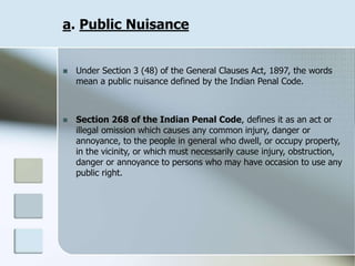 Nuisance Code Examples Law of Nuisance PPT for law students.ppt