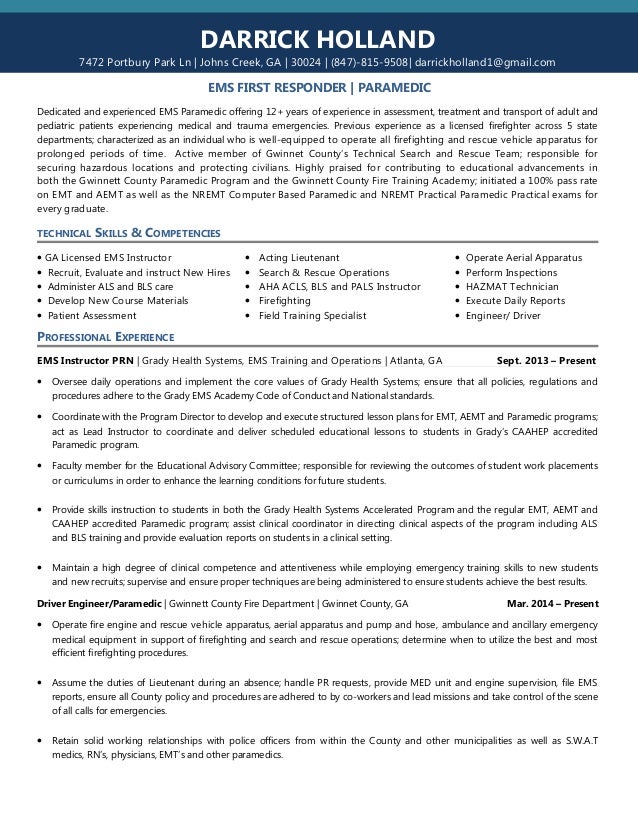 fire lieutenant resume